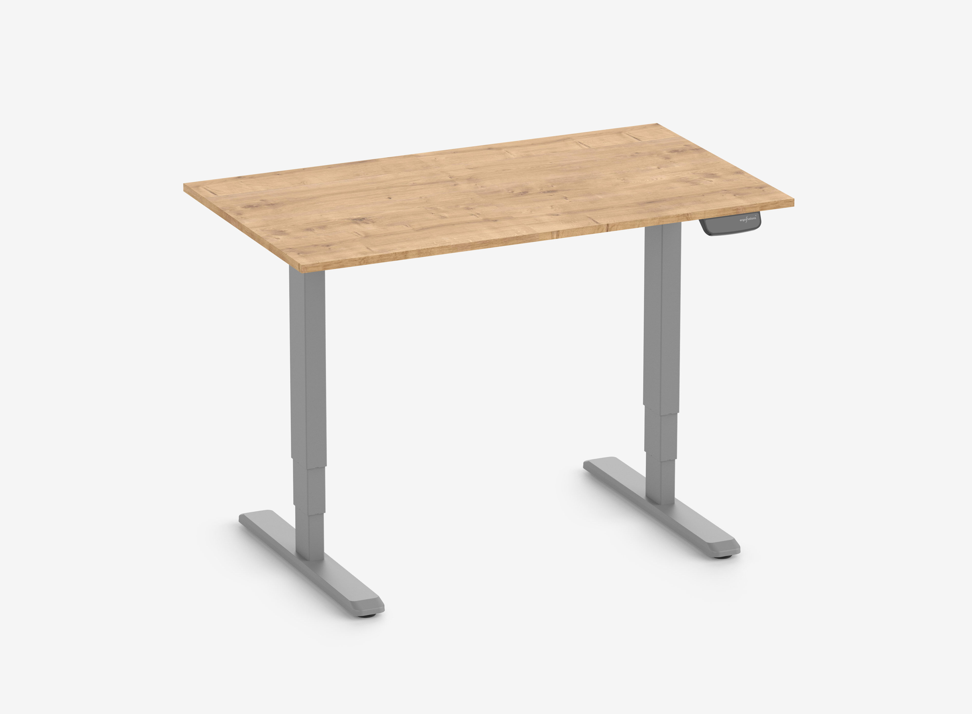 PRIMUS Rechthoekig bureau, frame grijs, tafelblad 1200 x 700 x 19 mm eikenhout