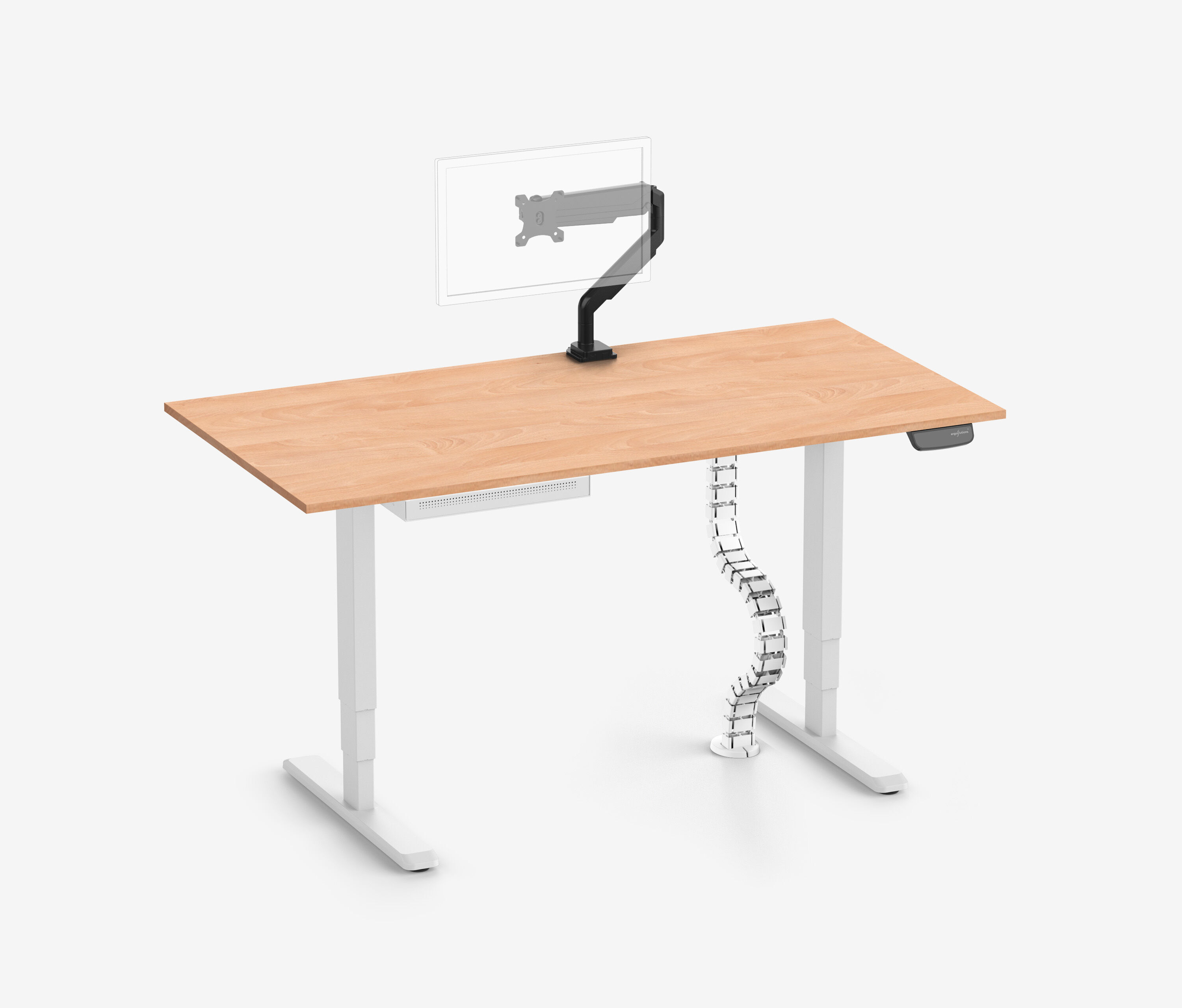 PRIMUS + Slimline Schublade, Kabelschlange & Halter Weiß 180x80 Buche