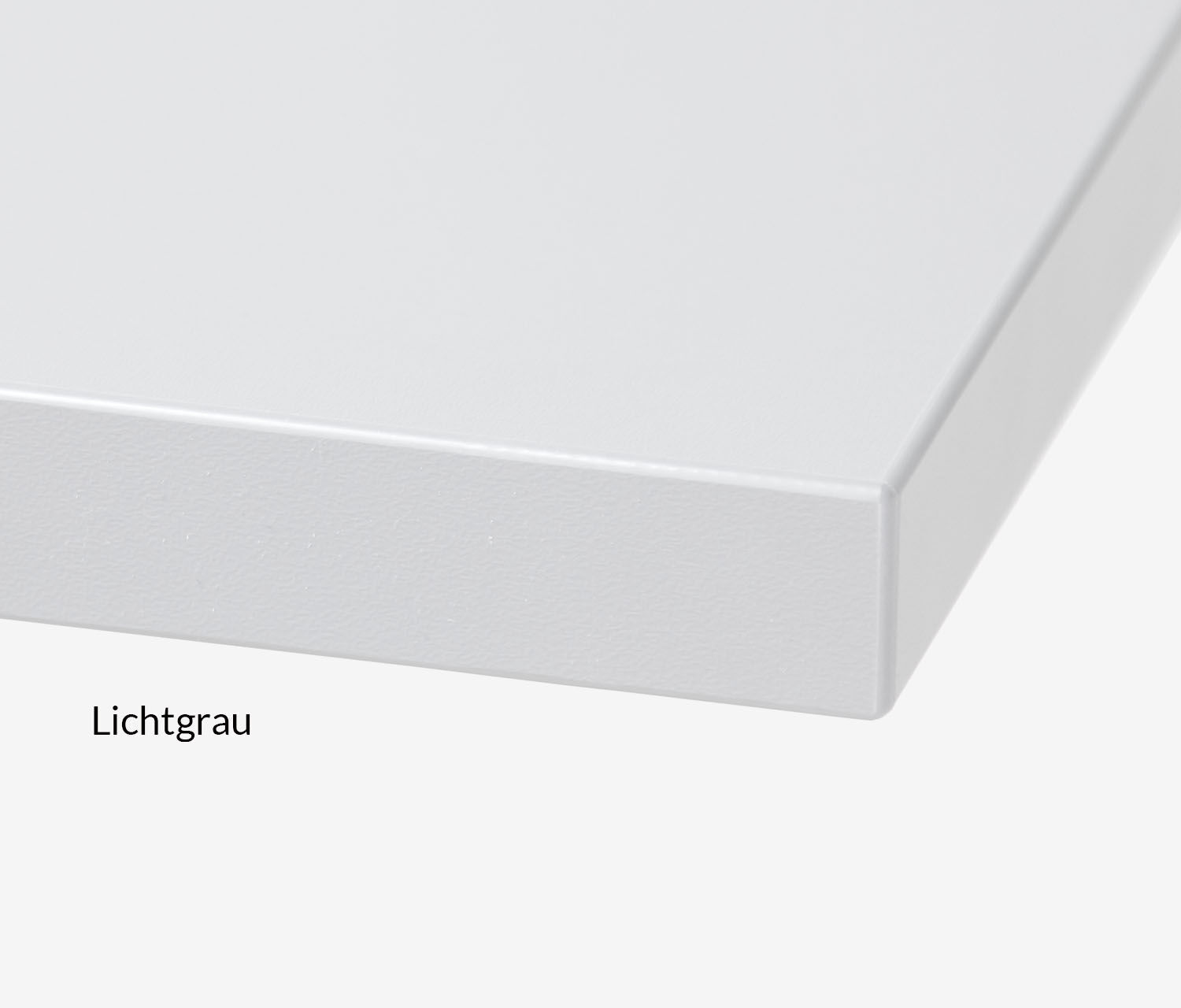 Vrijvormig tafelblad Melamine decor lichtgrijs, 1600 x 800/1000 x 25 mm