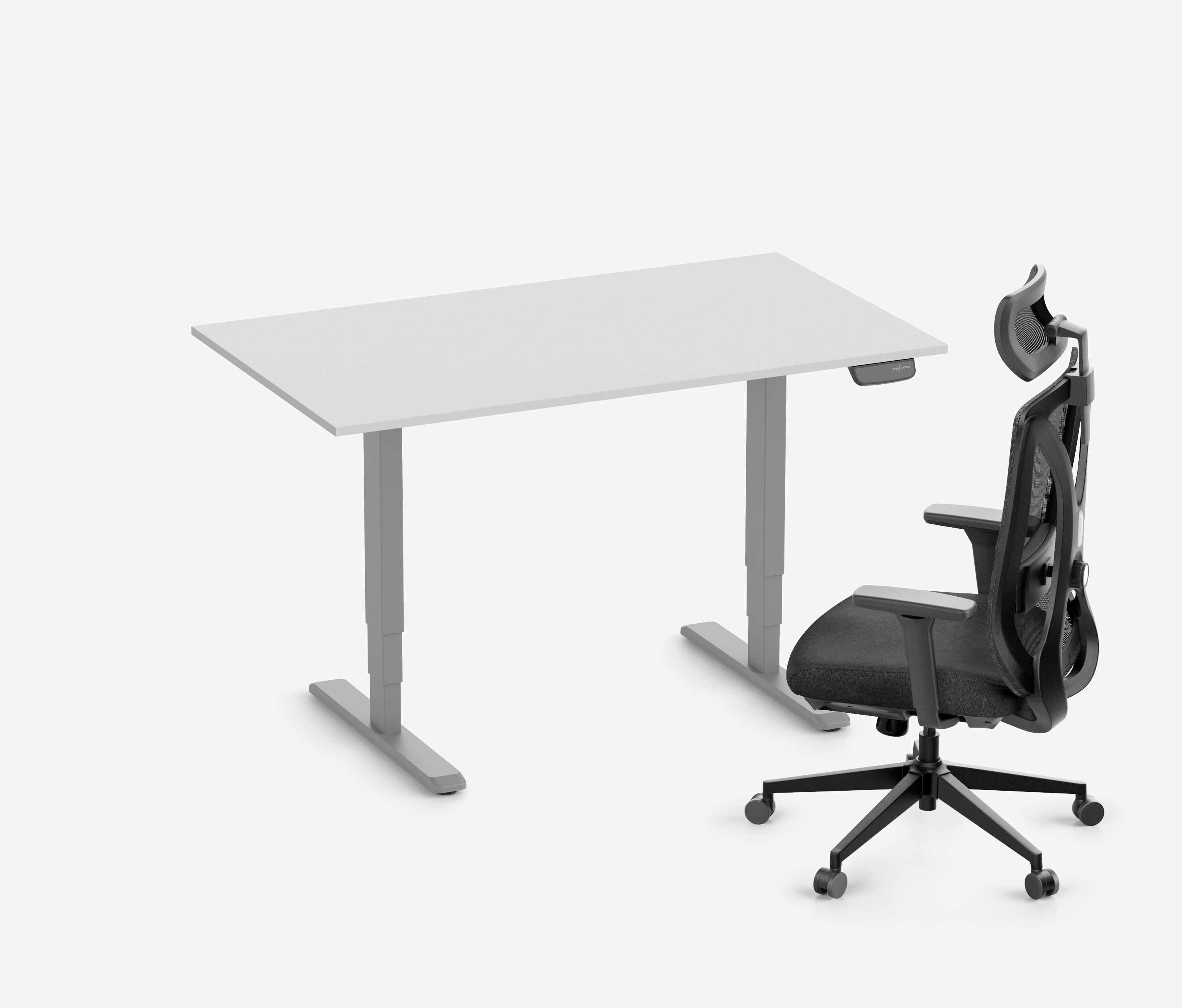 PRIMUS Schreibtisch + Stuhl VITA MESH Grau Normal, Sitzhöhe 44 - 52 cm 140x80 Lichtgrau 