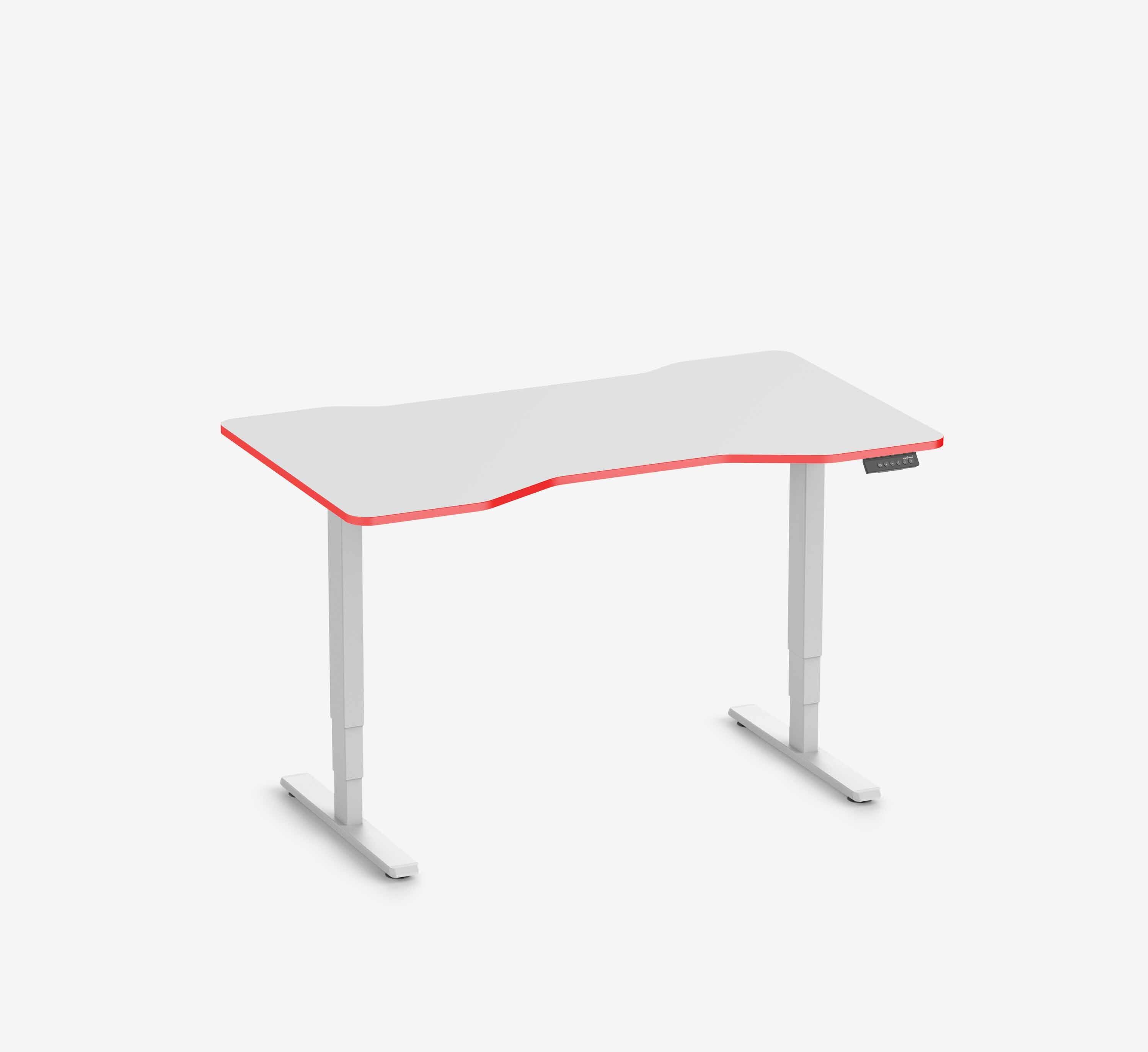 FOKUS Gamingschreibtisch Weiß 140x80 Cockpit Fire Red