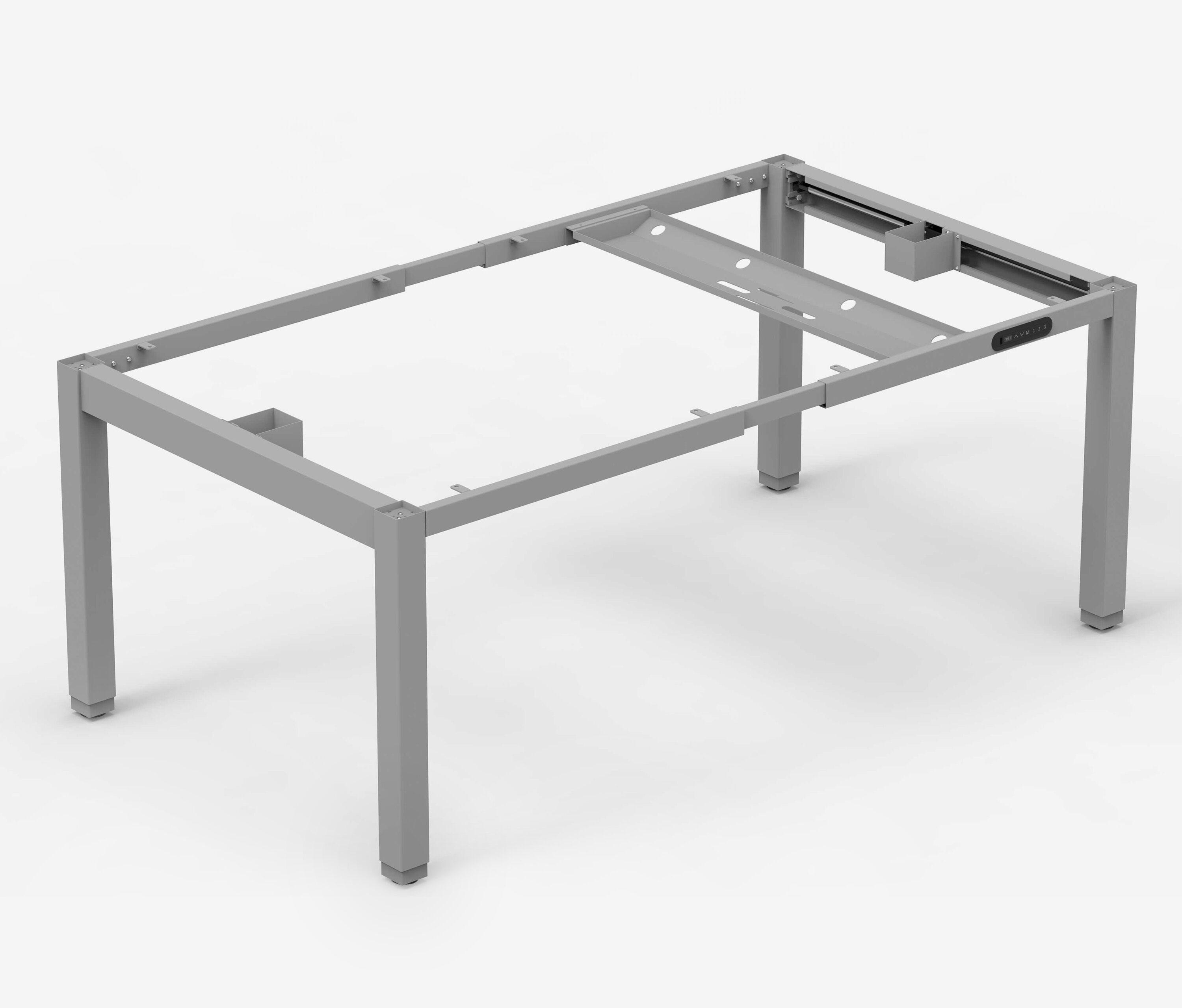 PRIMUS 4-Bein Schreibtisch Grau Nussbaum 1600 x 800 x 25 mm