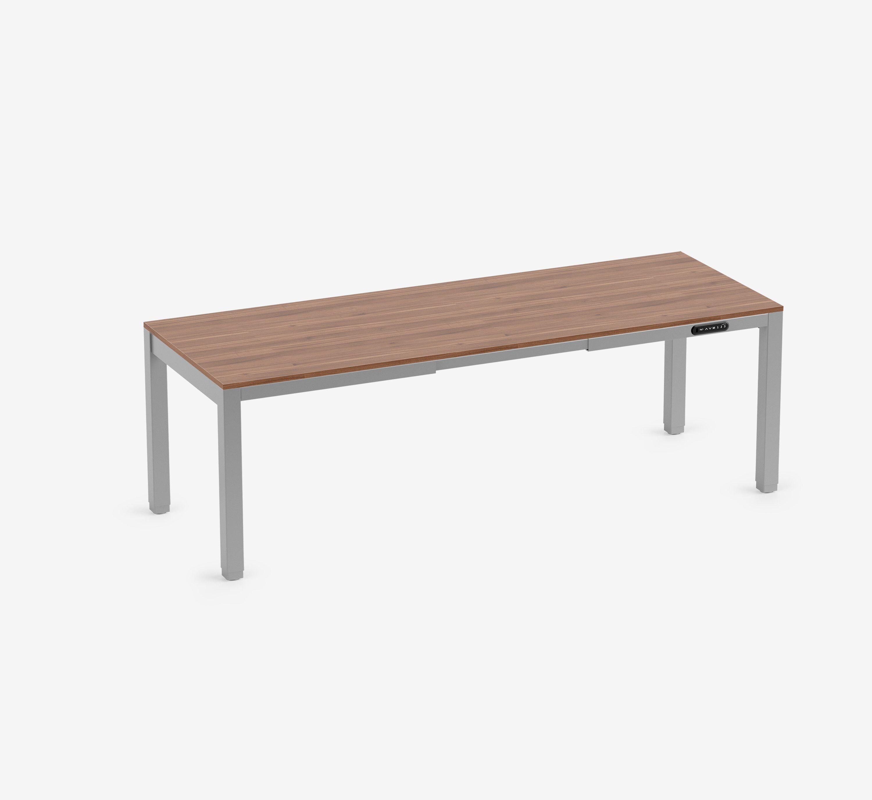 PRIMUS 4-Bein Schreibtisch Grau Nussbaum 2200 x 800 x 25 mm