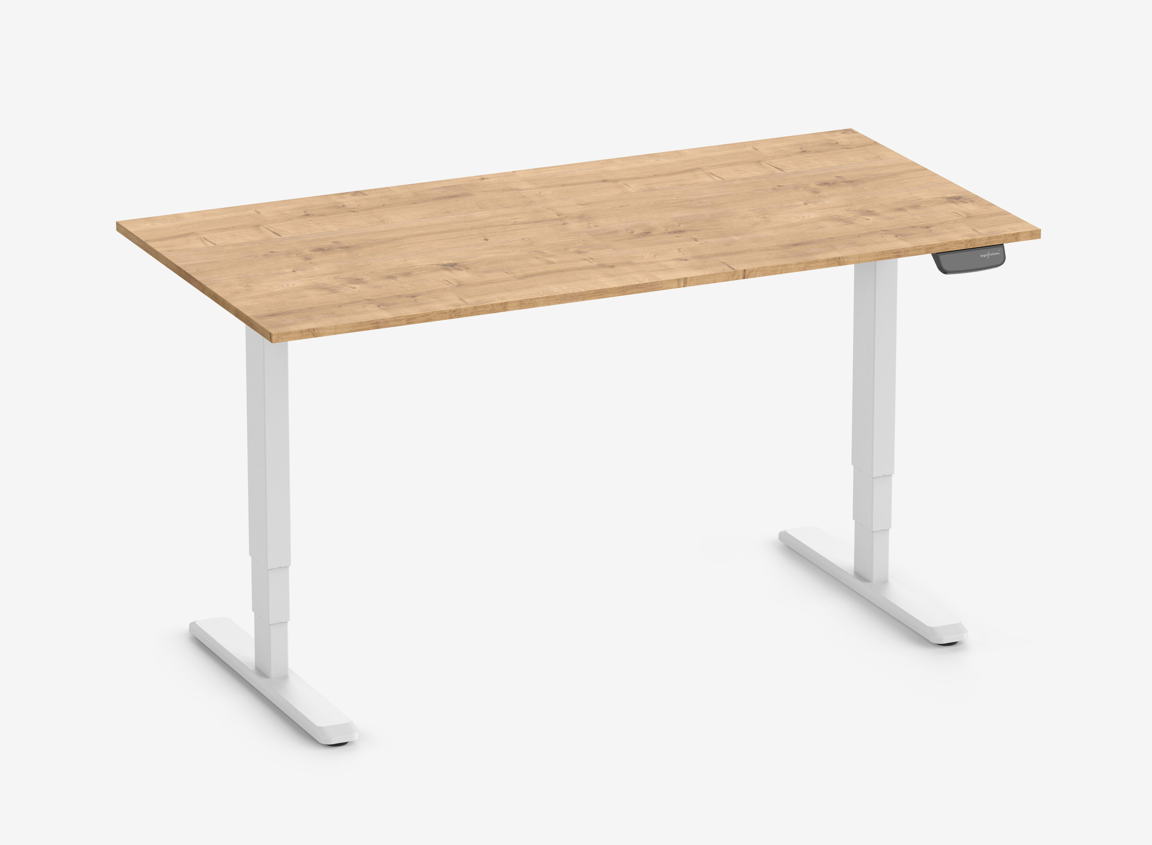 PRIMUS Rechteckschreibtisch, Gestell Weiß, Tischplatte 1600 x 800 x 25 mm Eiche