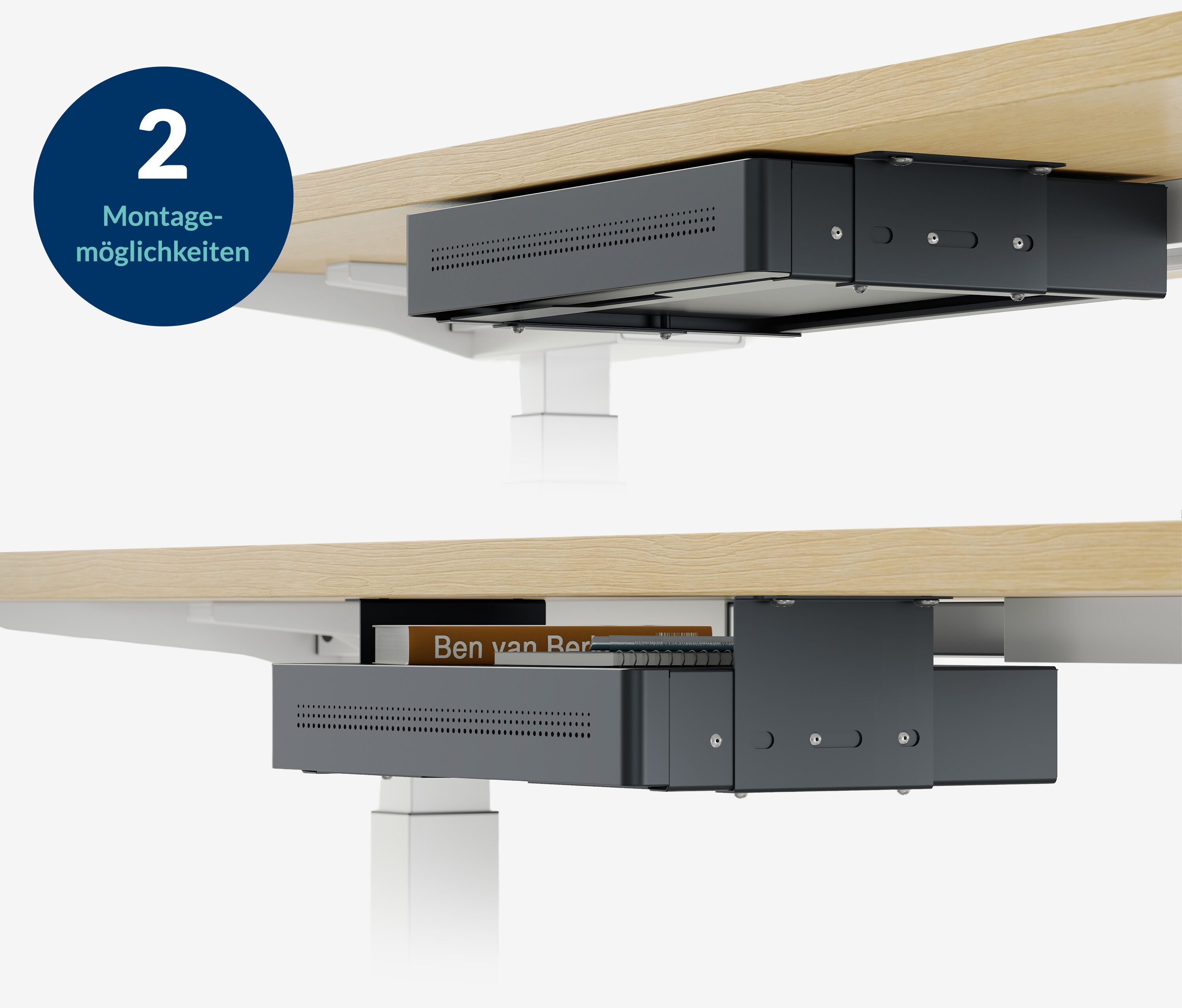 Untertisch Schublade mit USB Lader Schwarz