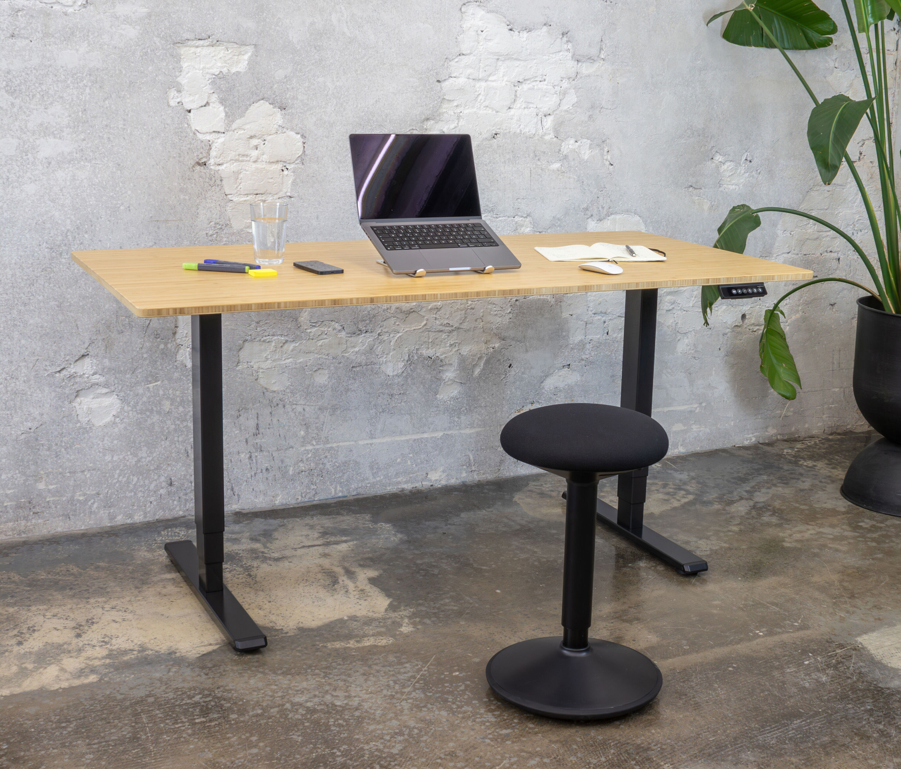 FOKUS Gestell Weiß, Tischplatte 1600 x 800 x 19 mm Eiche