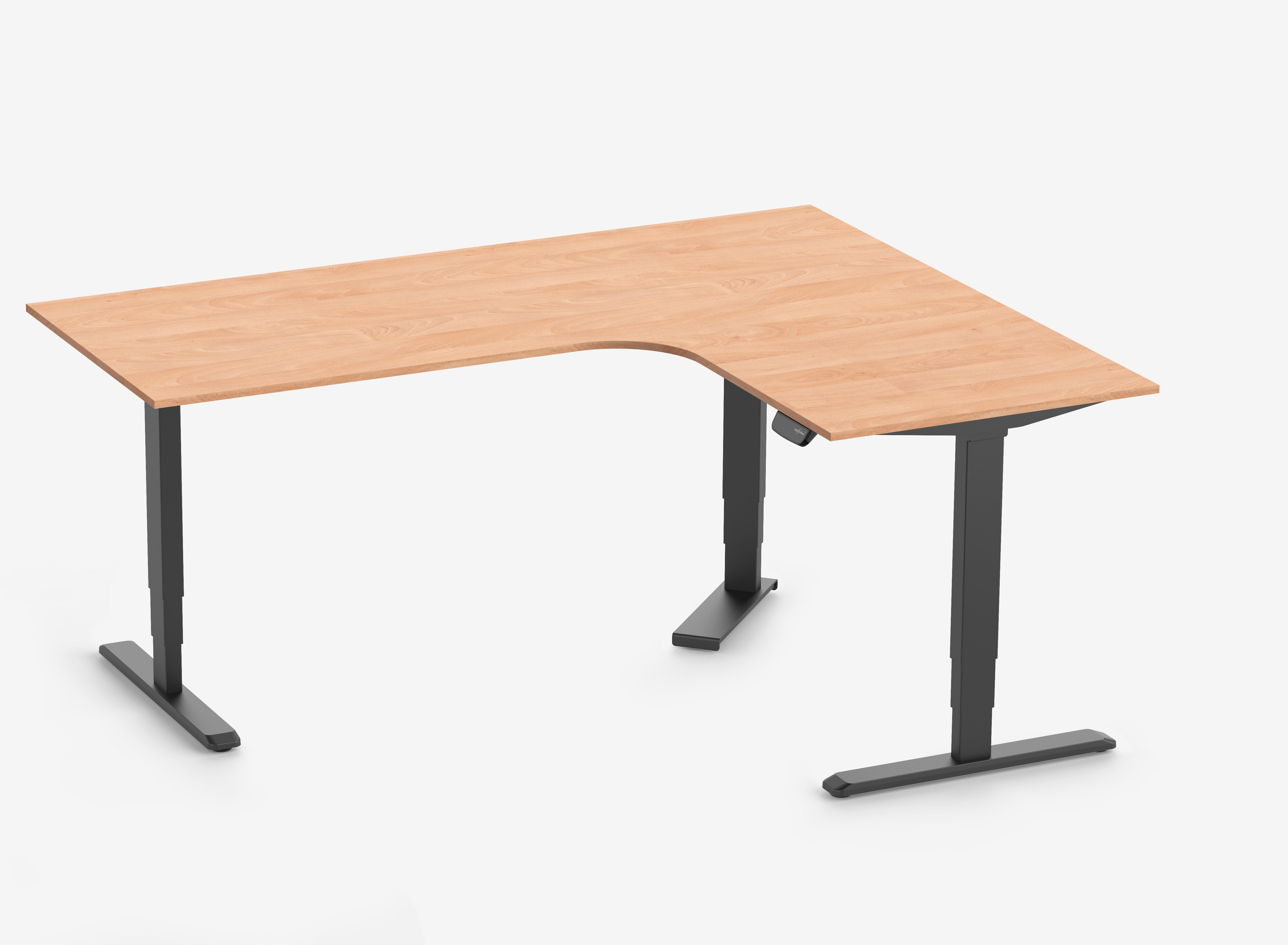 PRIMUS Eckschreibtisch, Gestell Schwarz, Tischplatte 2000/800 x 1600/800 x 25 mm Buche