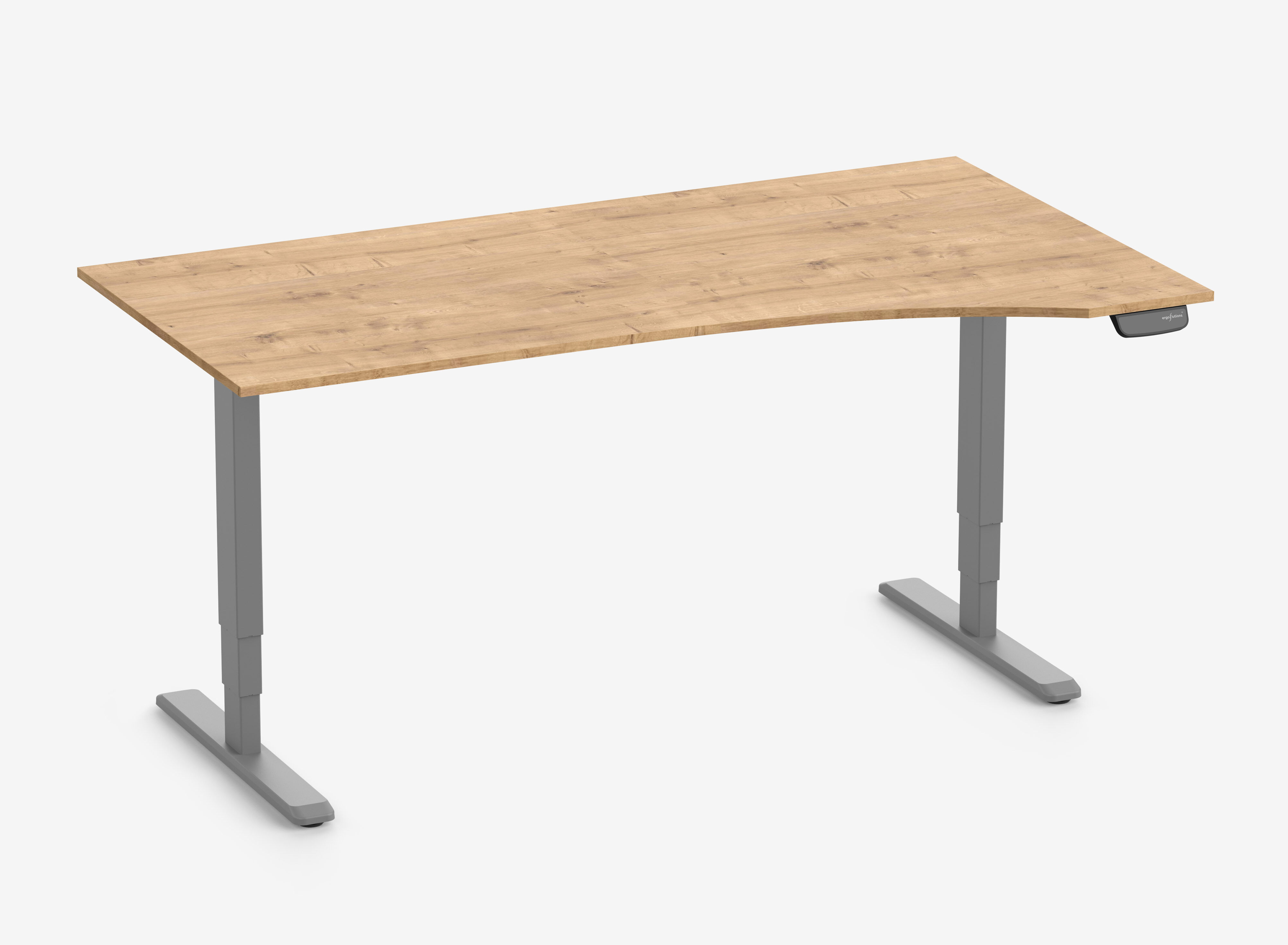 PRIMUS Freiformschreibtisch, Gestell Grau 1800 x 800/1000 x 25 mm Eiche, Ausführung Rechts
