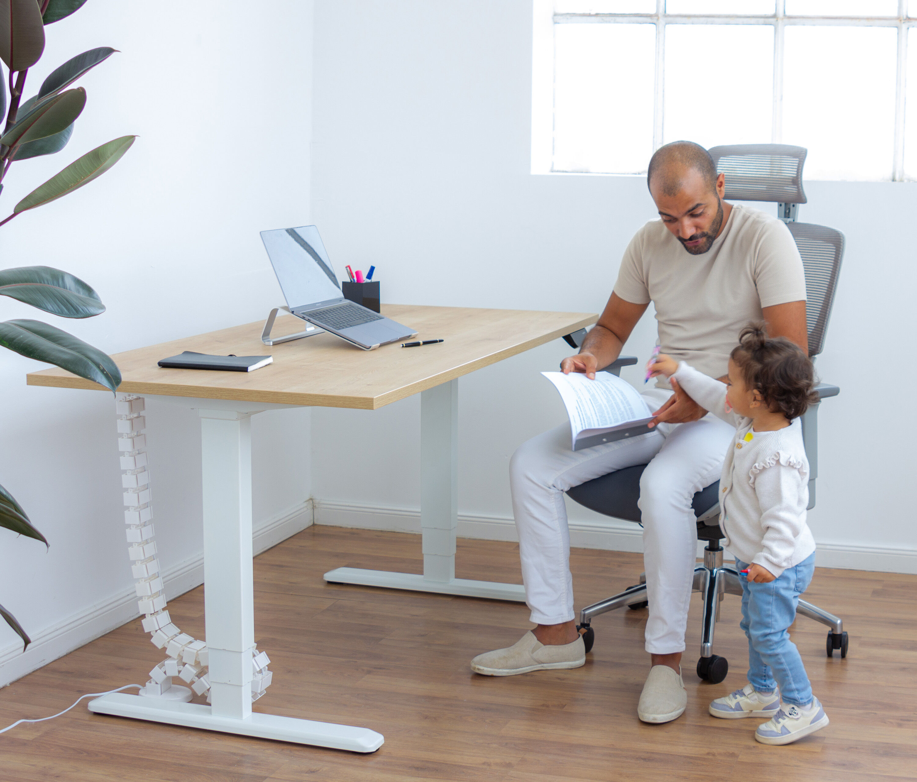 PRIMUS Bureau XL Wit 220x80 Notenhout