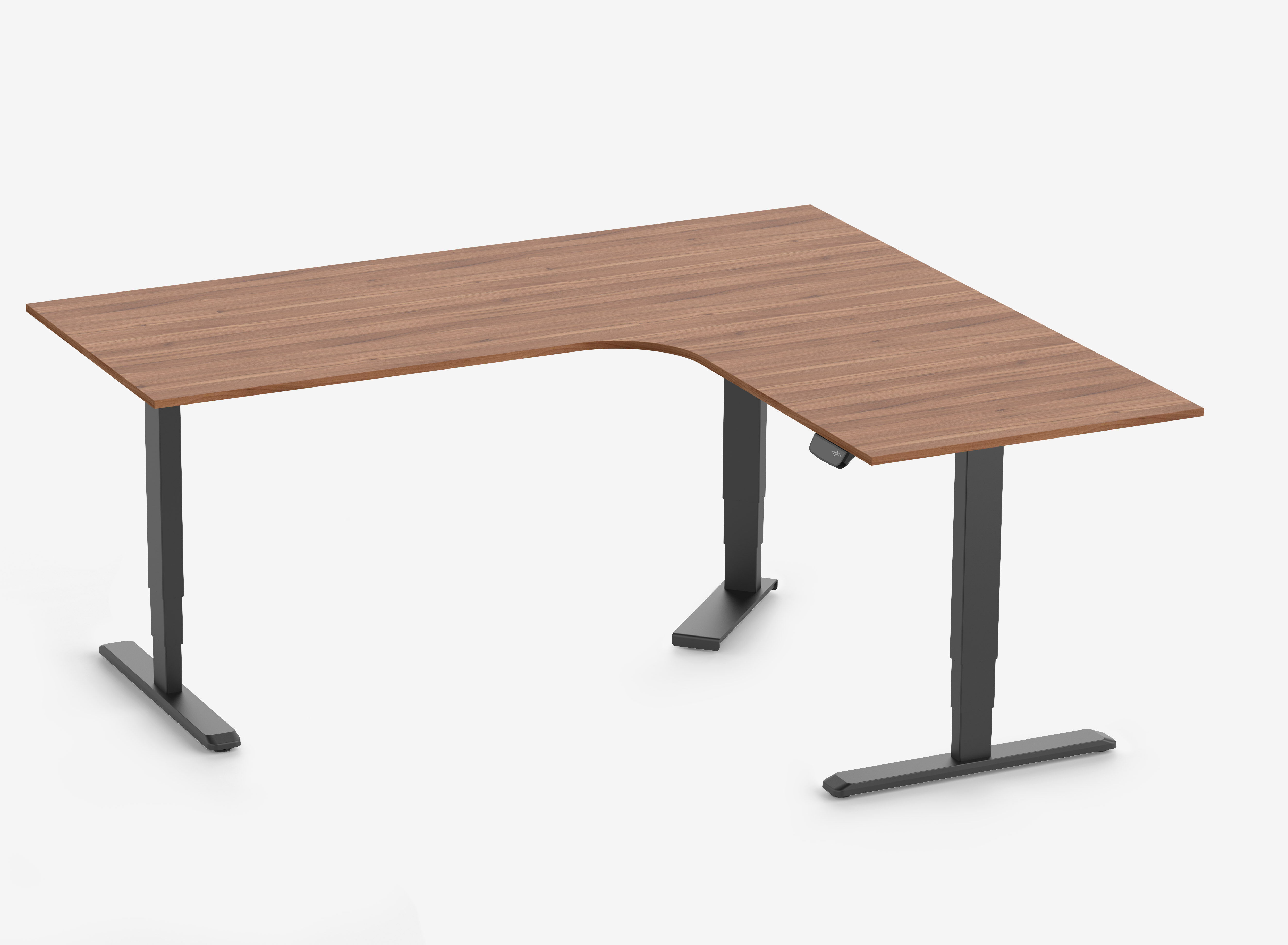 PRIMUS Eckschreibtisch, Gestell Schwarz, Tischplatte 2000/800 x 1780/800 x 25 mm Nussbaum