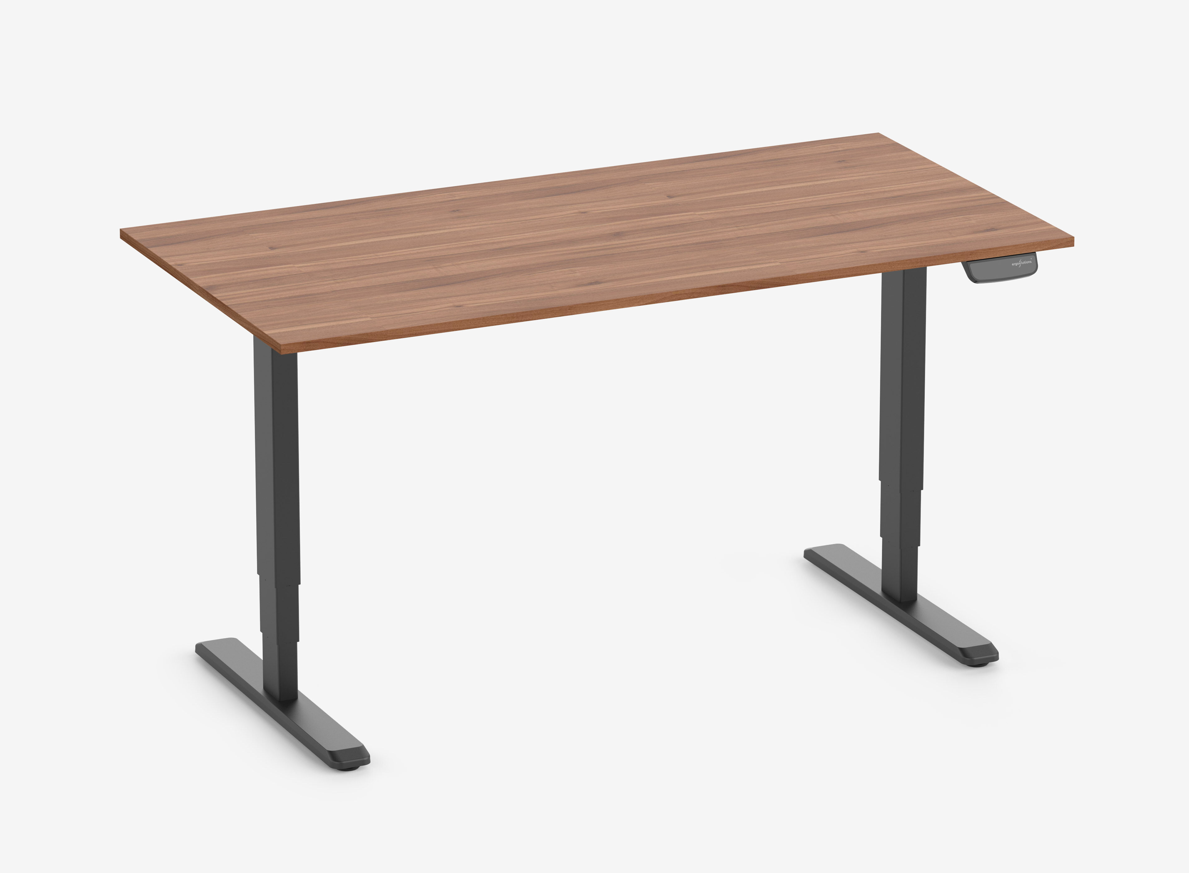 PRIMUS Speed Rechteckschreibtisch, Gestell Schwarz, Tischplatte 1600 x 800 x 19 mm Nussbaum