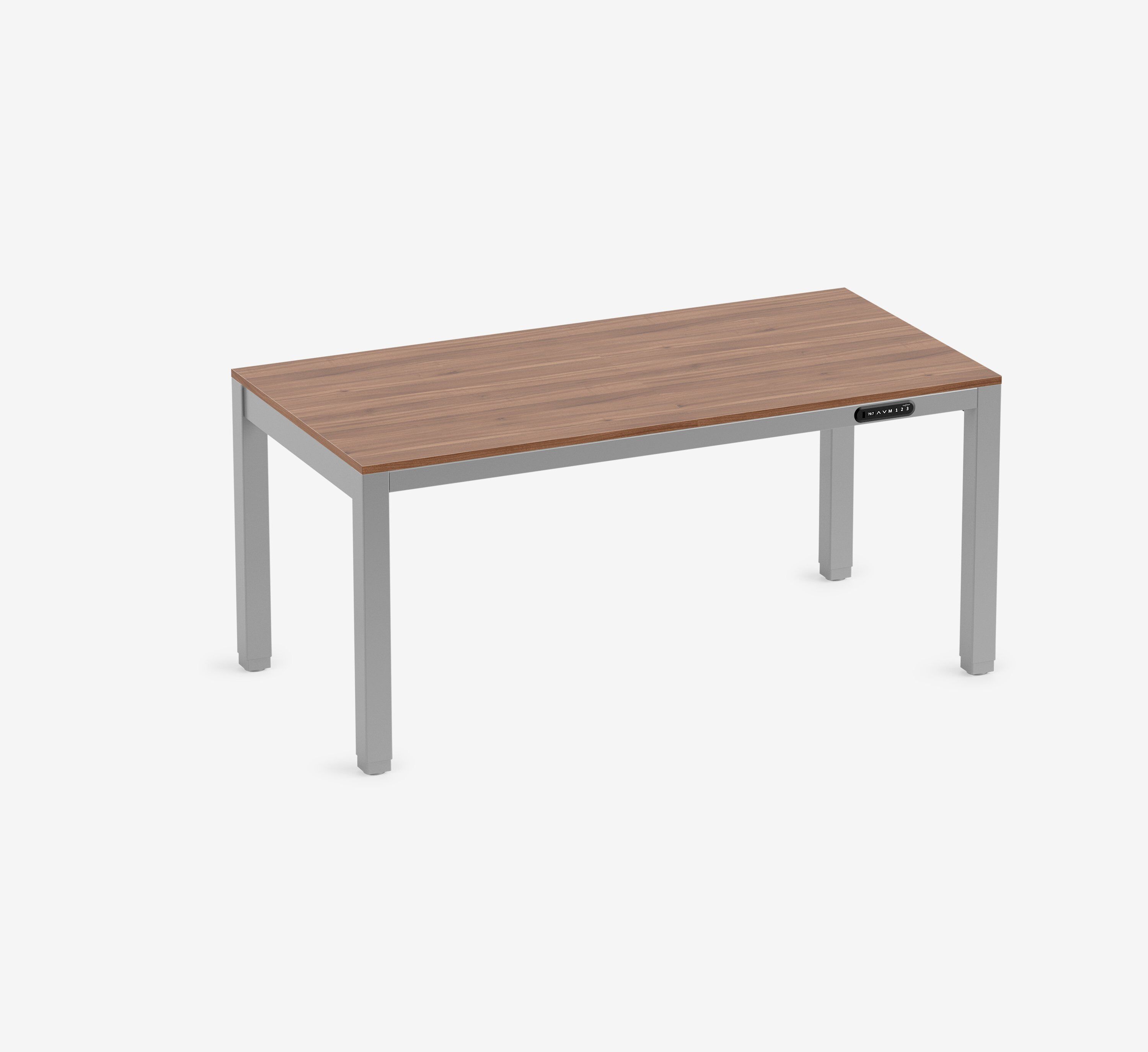 PRIMUS 4-Bein Schreibtisch Grau Nussbaum 1600 x 800 x 25 mm