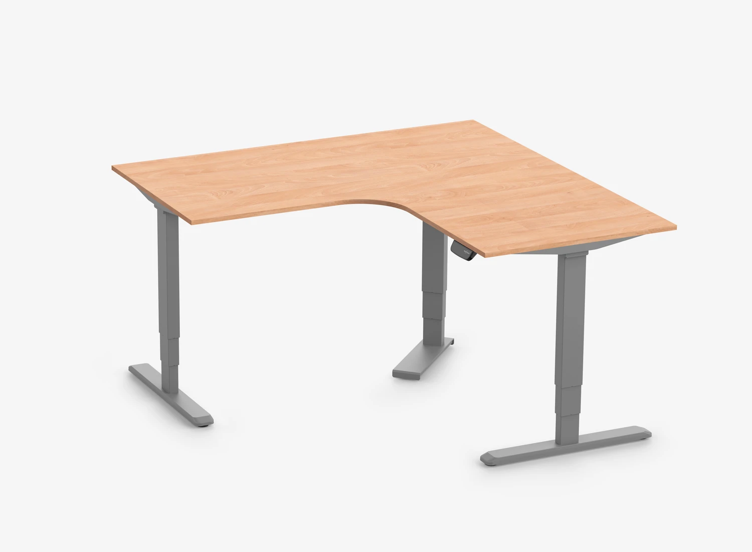 PRIMUS Eckschreibtisch, Gestell Grau, Tischplatte 1600/800 x 1600/800 x 25 mm Buche