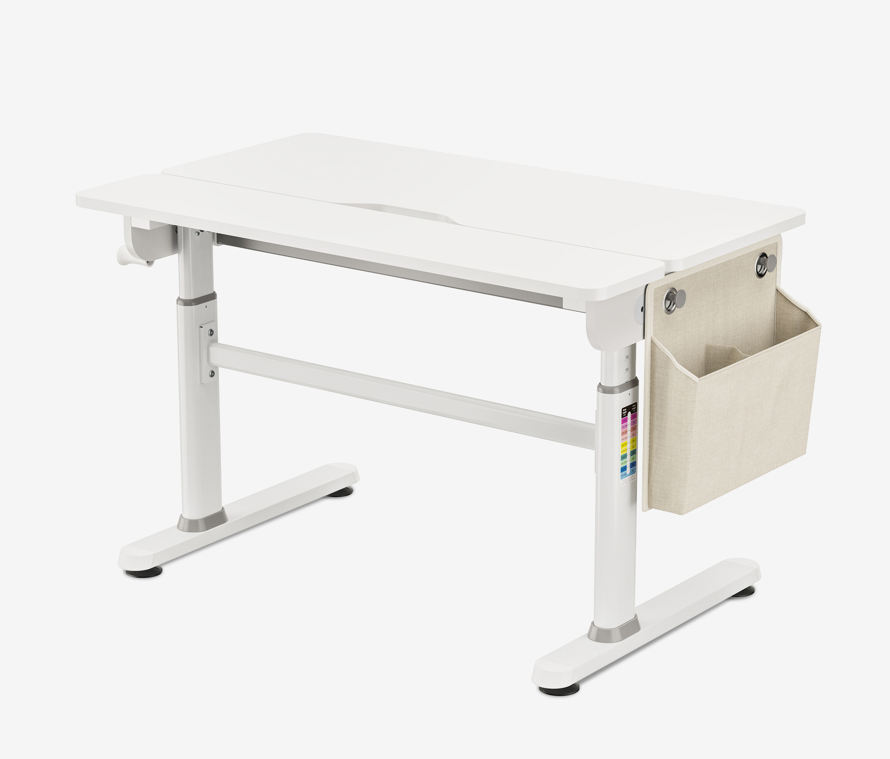 Kinderschreibtisch manuell höhenverstellbar Weiß