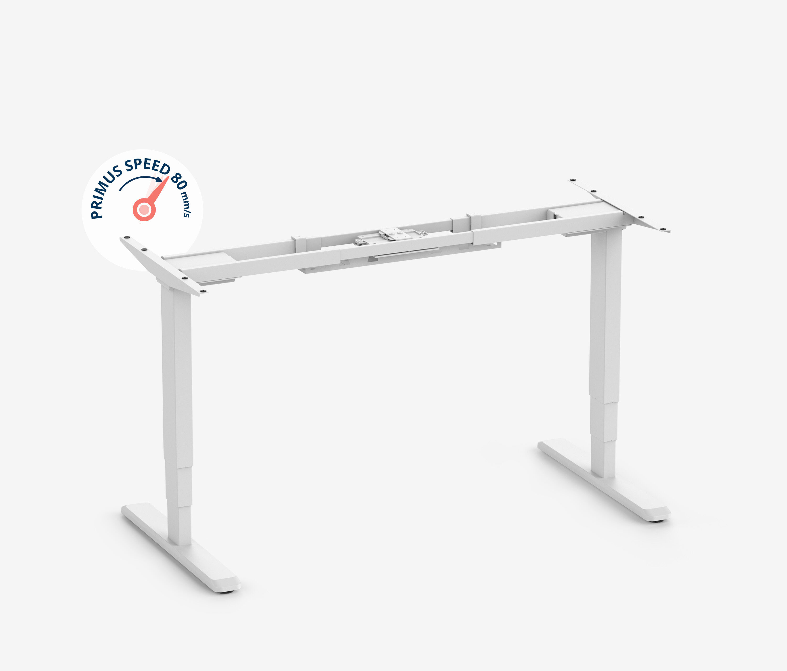 PRIMUS Speed Rechteckschreibtisch, Gestell Weiß, Tischplatte 1400 x 800 x 19 mm Buche