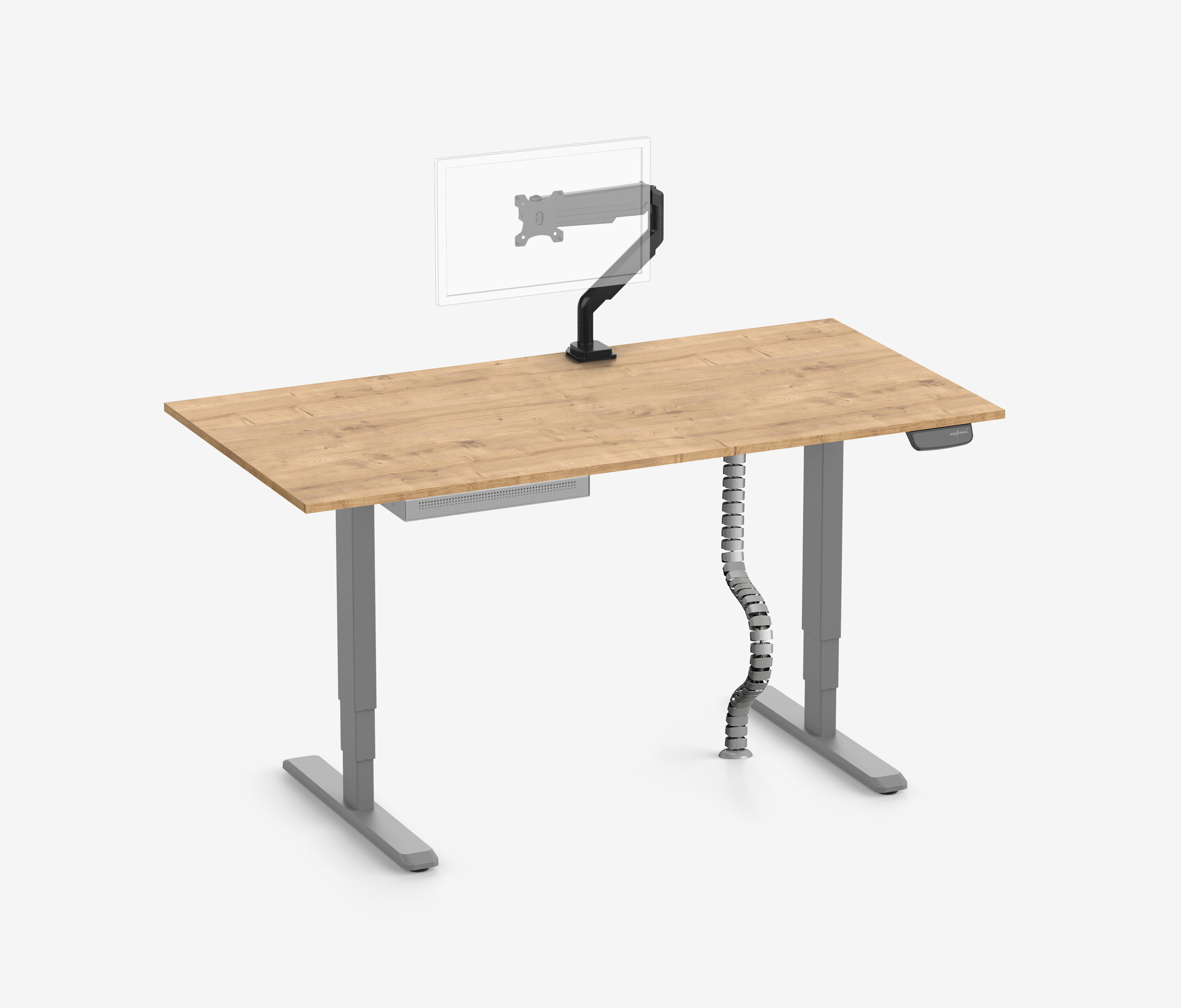 PRIMUS + Slimline lade, kabelgoot & houder 160x80 Grijs Eikenhout