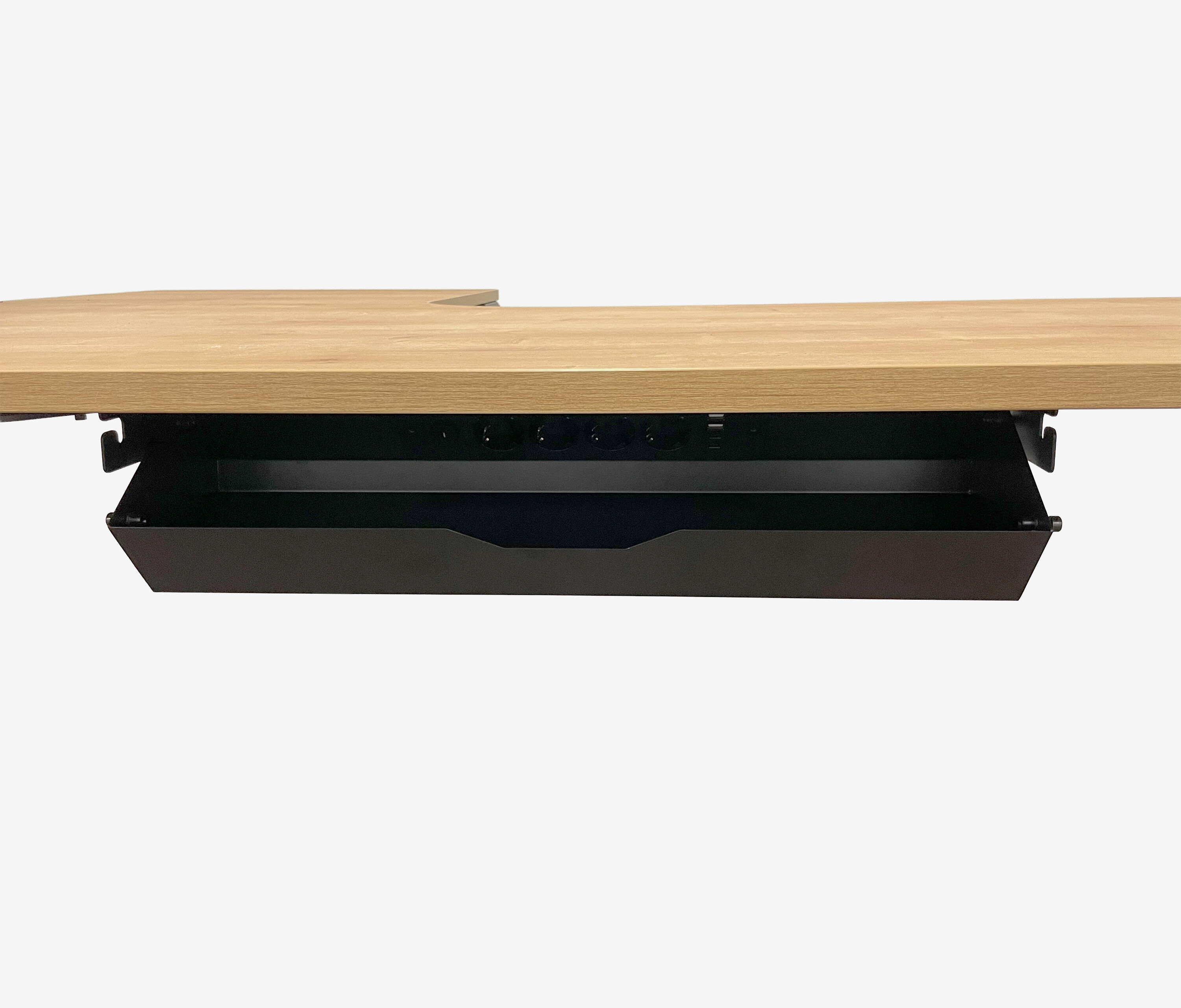 Kabelwanne mit optional integrierter Steckdose Schwarz Ohne Steckdose