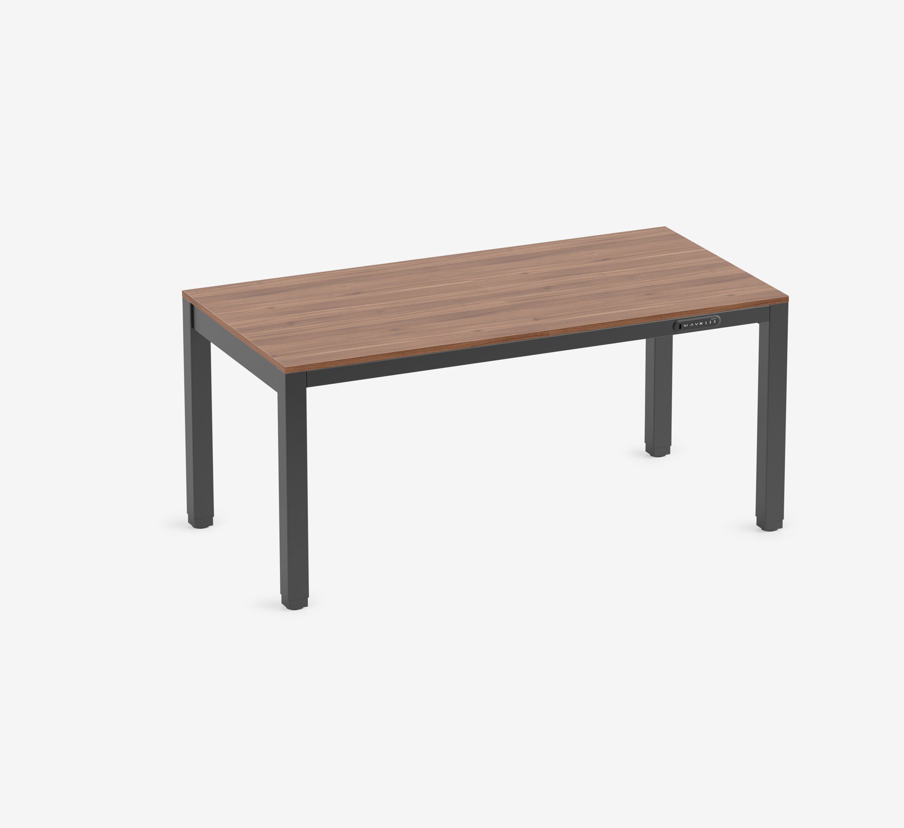 PRIMUS 4-Bein Schreibtisch Schwarz Nussbaum 1600 x 800 x 25 mm