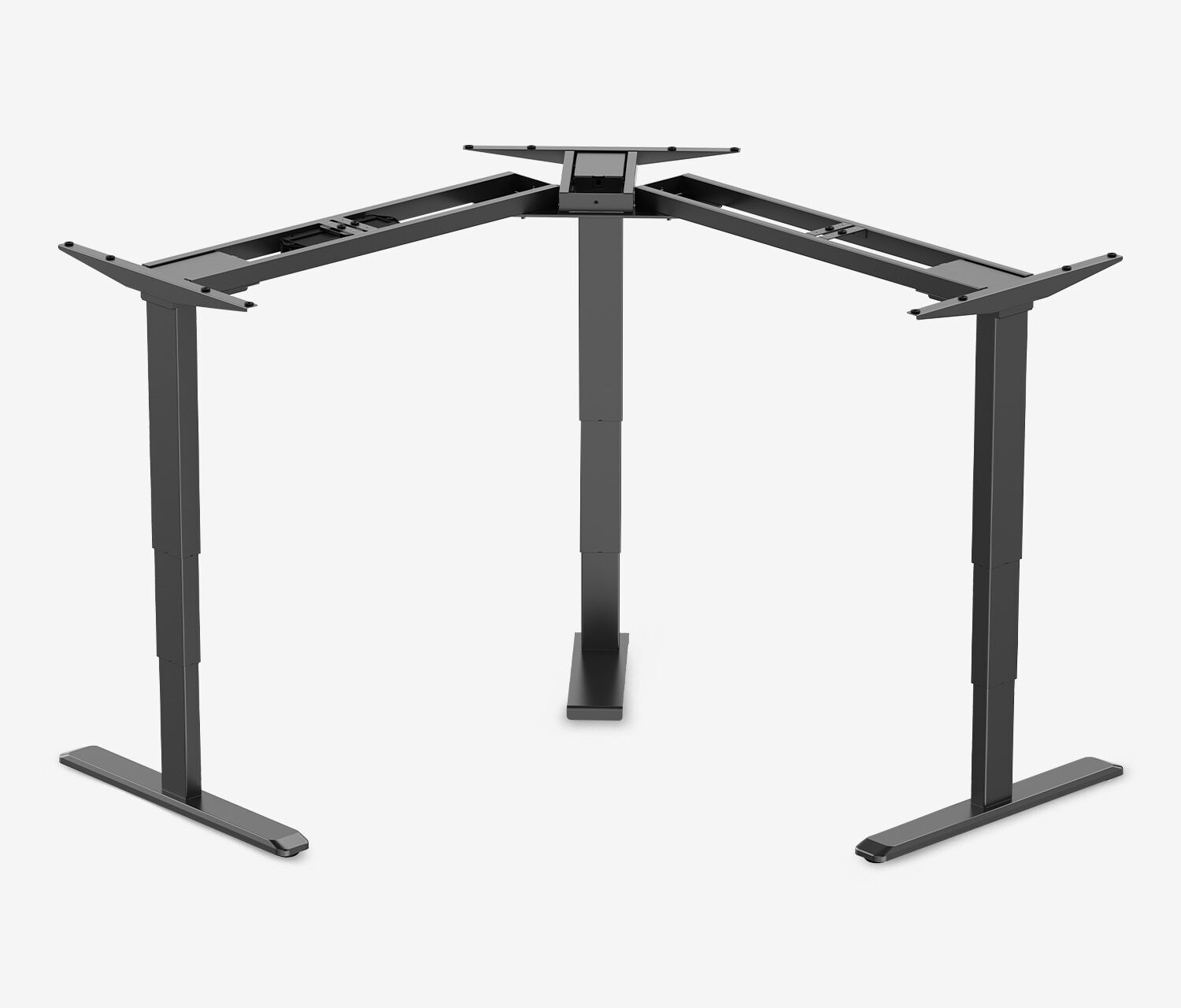 PRIMUS Eckschreibtisch, Gestell Schwarz, Tischplatte 2000/800 x 1780/800 x 25 mm Nussbaum
