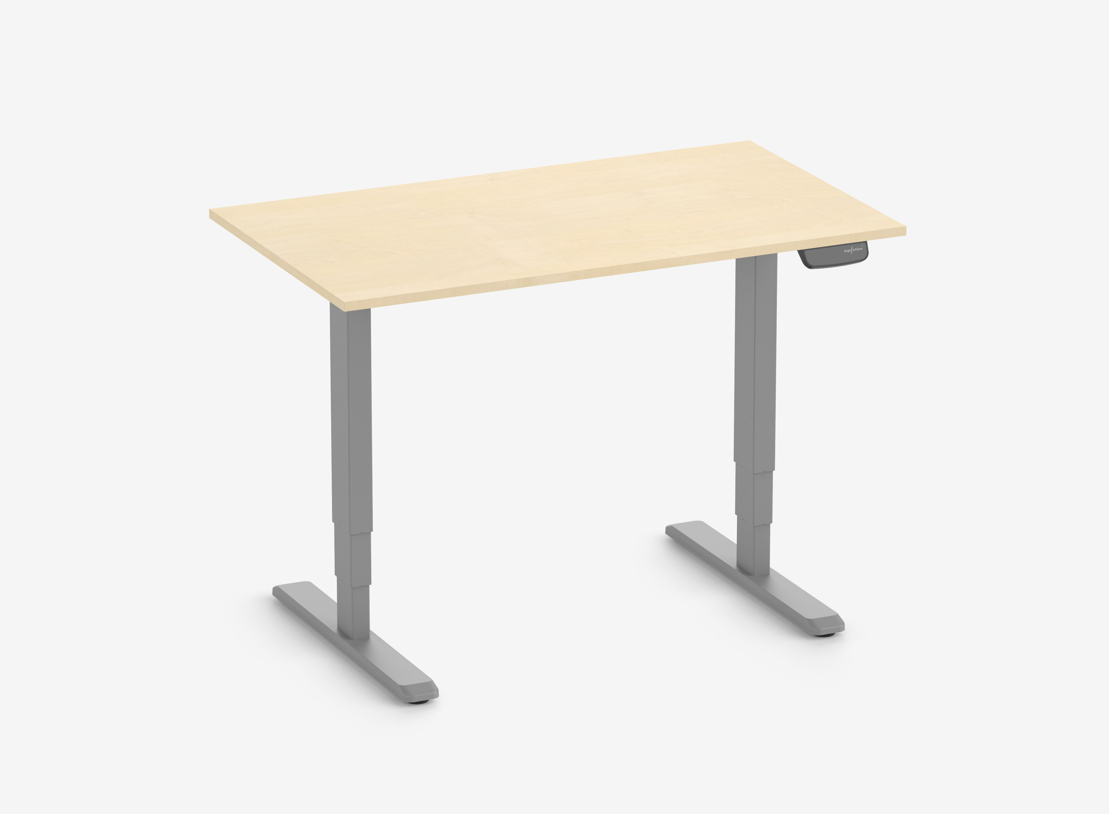 PRIMUS Rechthoekig bureau, frame grijs, tafelblad 1200 x 700 x 19 mm berkenhout