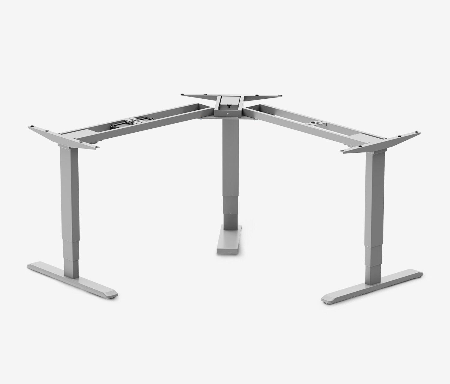PRIMUS Eckschreibtisch, Gestell Grau, Tischplatte 2000/800 x 1780/800 x 25 mm Lichtgrau