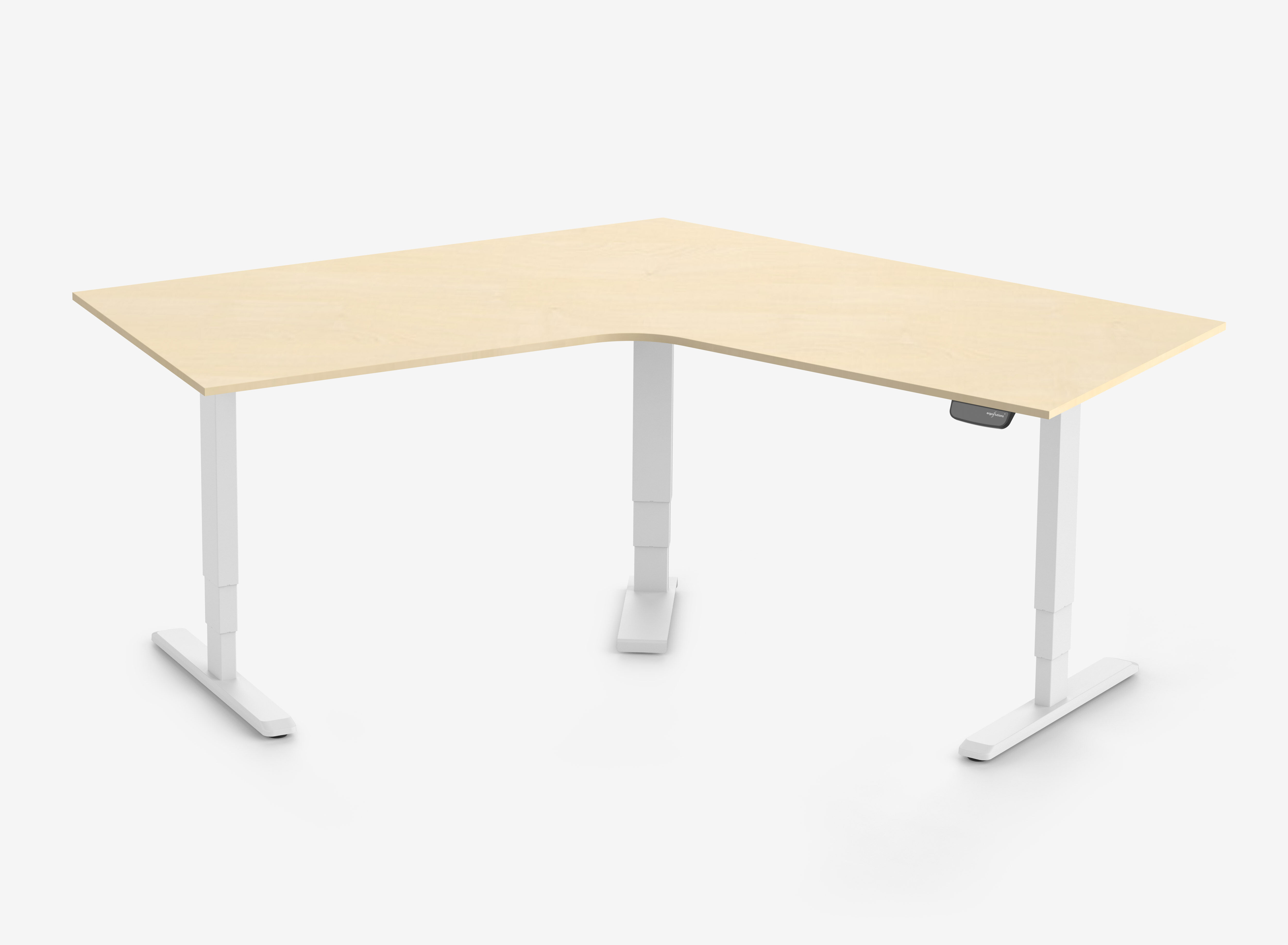 PRIMUS Winkelschreibtisch, Gestell Weiß, Tischplatte  1500 x 800 x 25 mm Birke