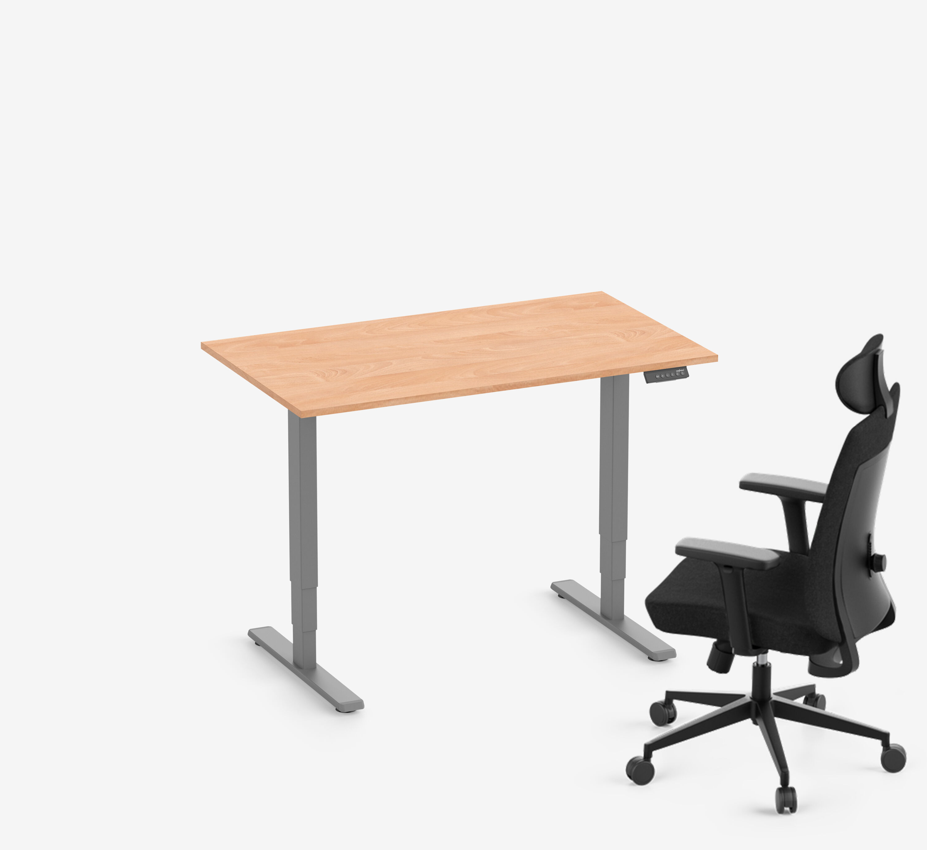 FOKUS + Stuhl Grau Buche Hoch 1200 x 70 x 19 mm