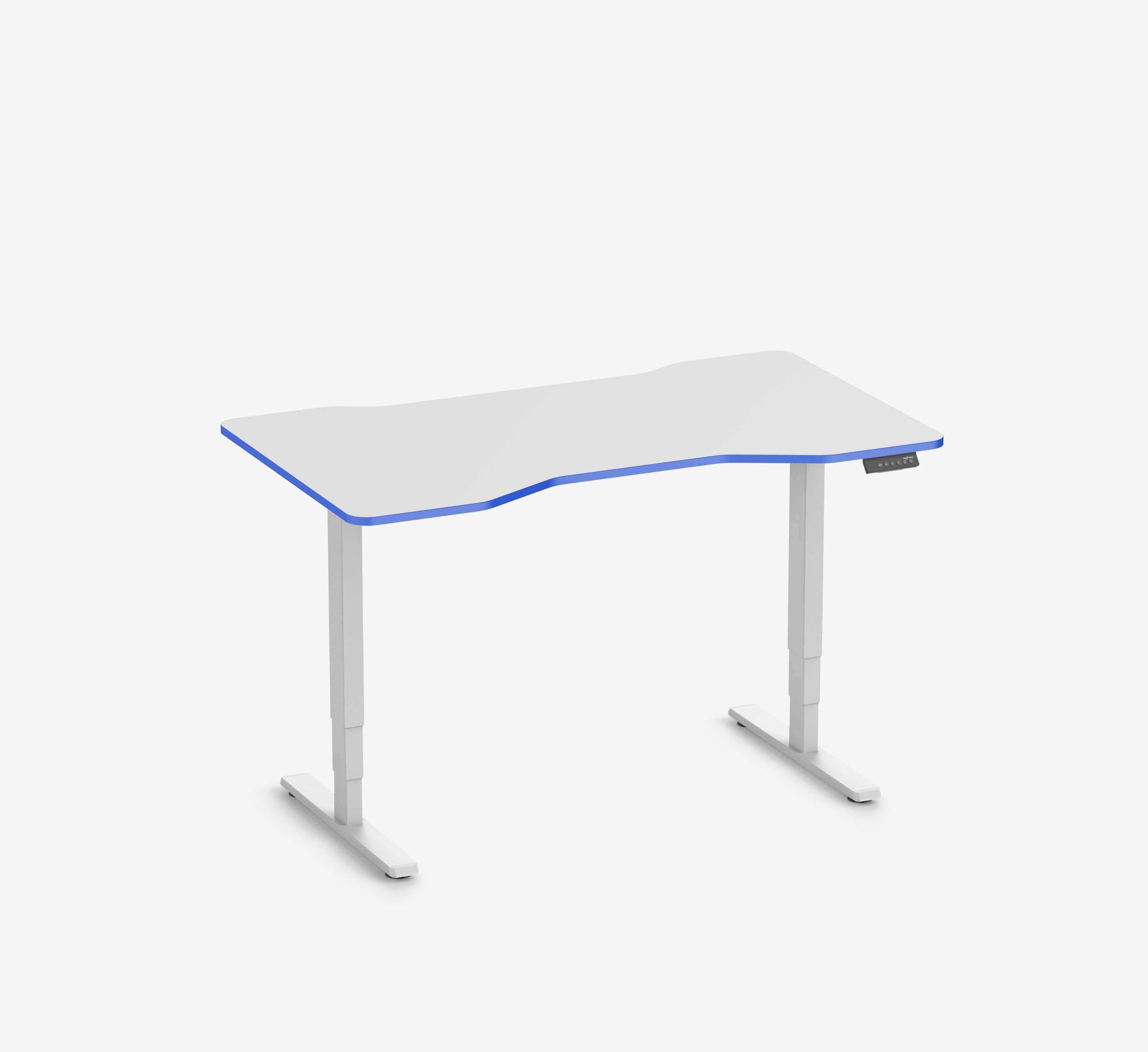 FOKUS Gamingschreibtisch Weiß 140x80 Cockpit Royal Blue