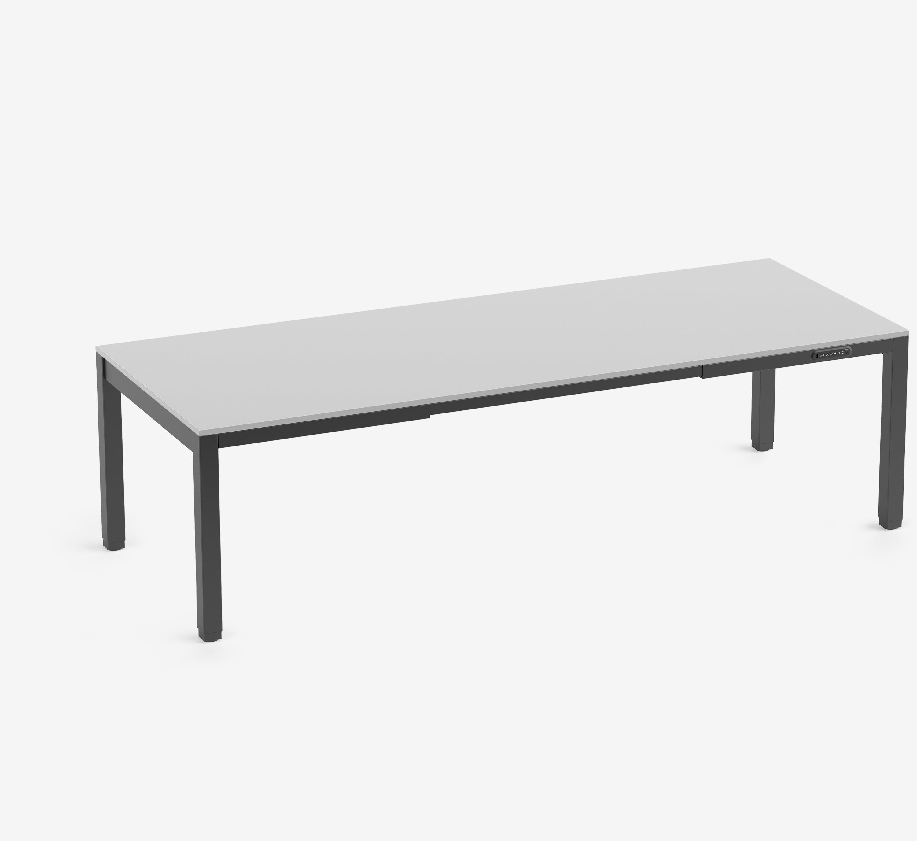 PRIMUS 4-Bein Schreibtisch Schwarz Lichtgrau 2600 x 1000 x 25 mm