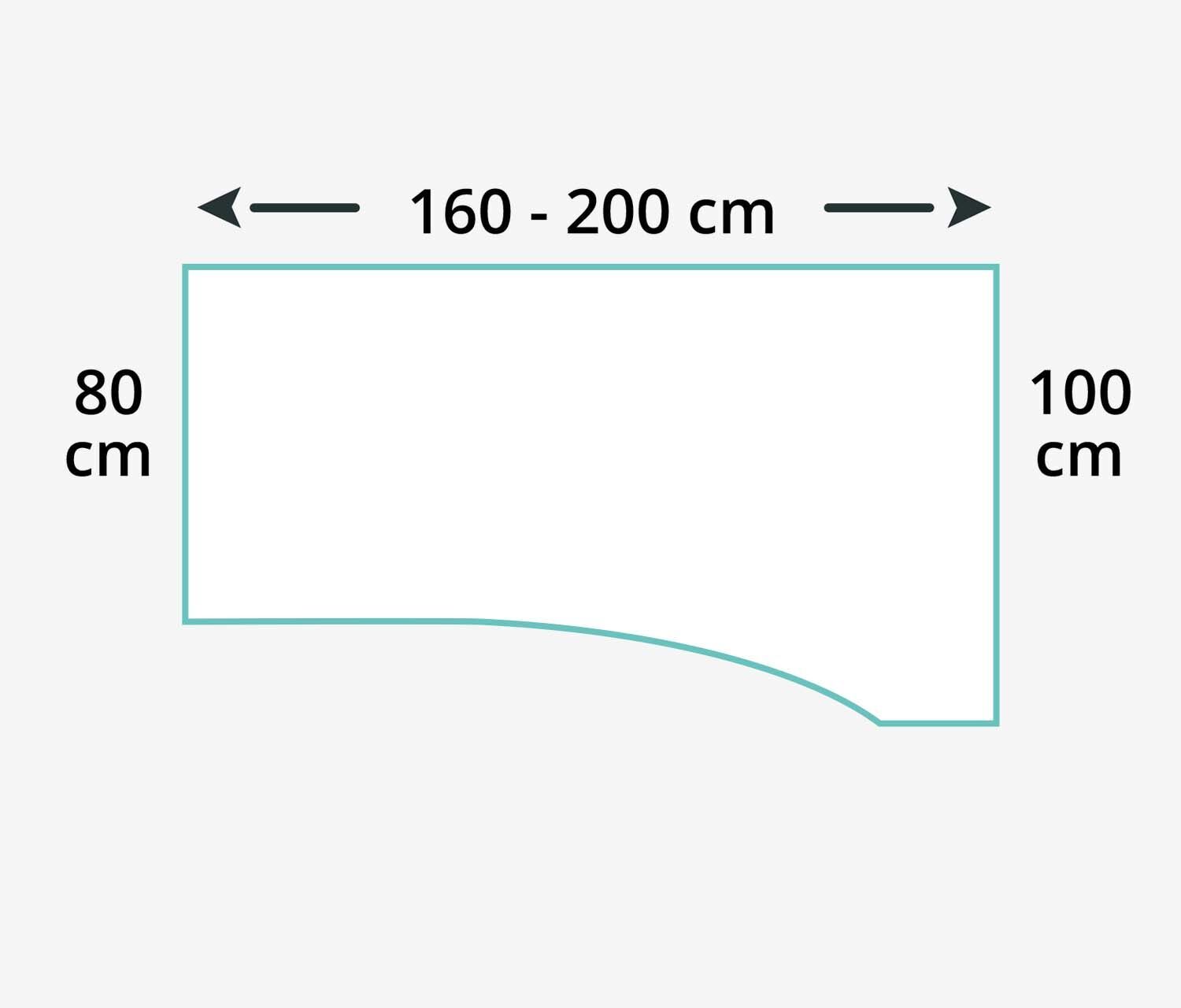 Freiform Tischplatte Melamin Dekor Nussbaum, 1600 x 800/1000 x 25 mm