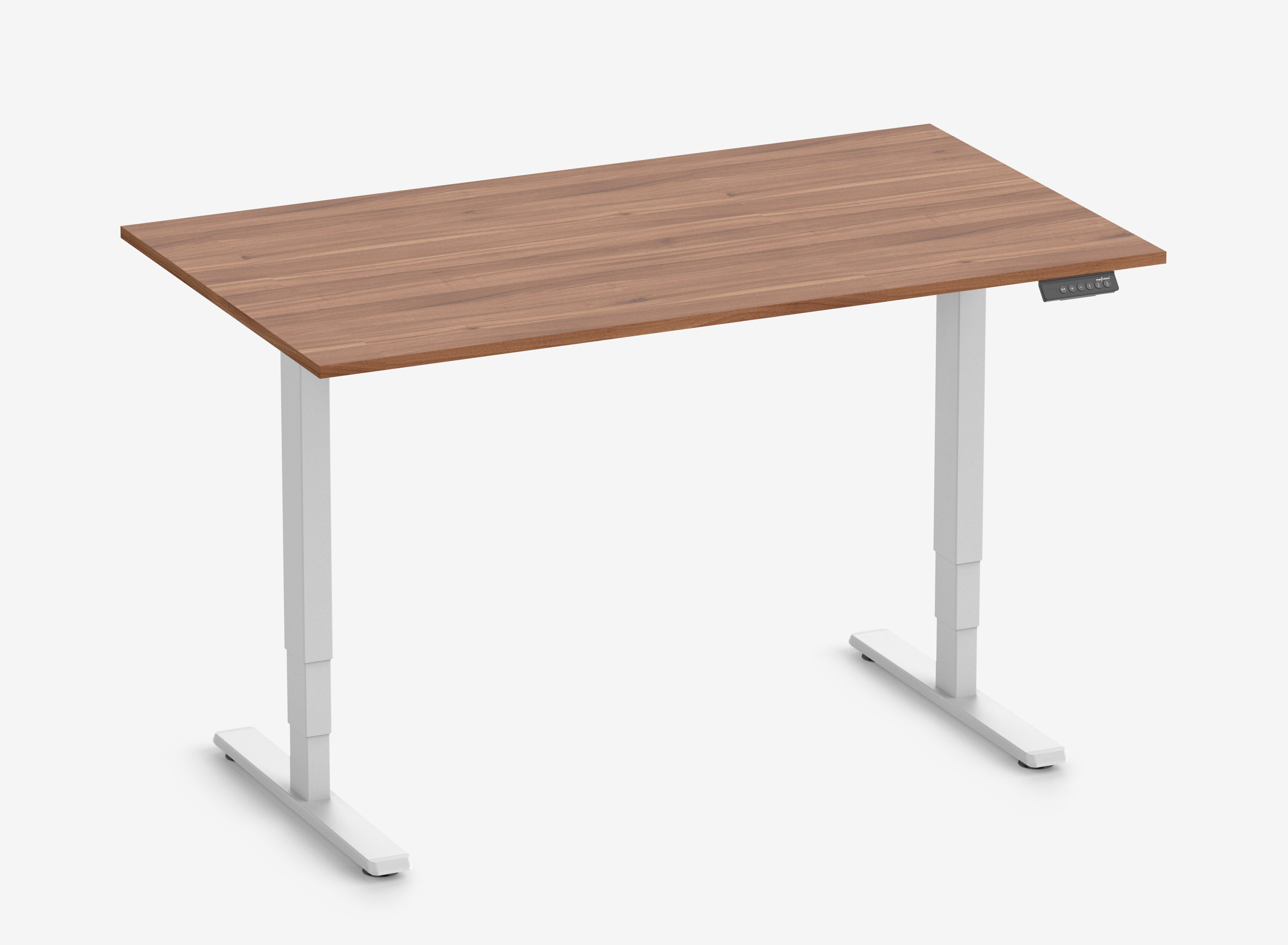 FOKUS Gestell Weiß, Tischplatte 1400 x 800 x 19 mm Nussbaum