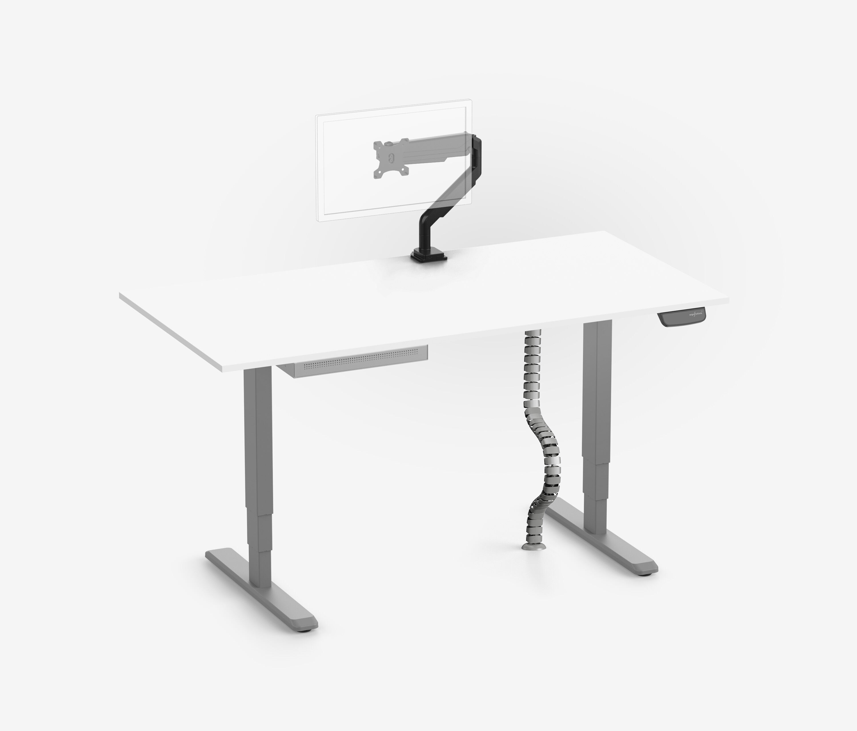 PRIMUS + Slimline Schublade, Kabelschlange & Halter 160x80 Grau Weiß