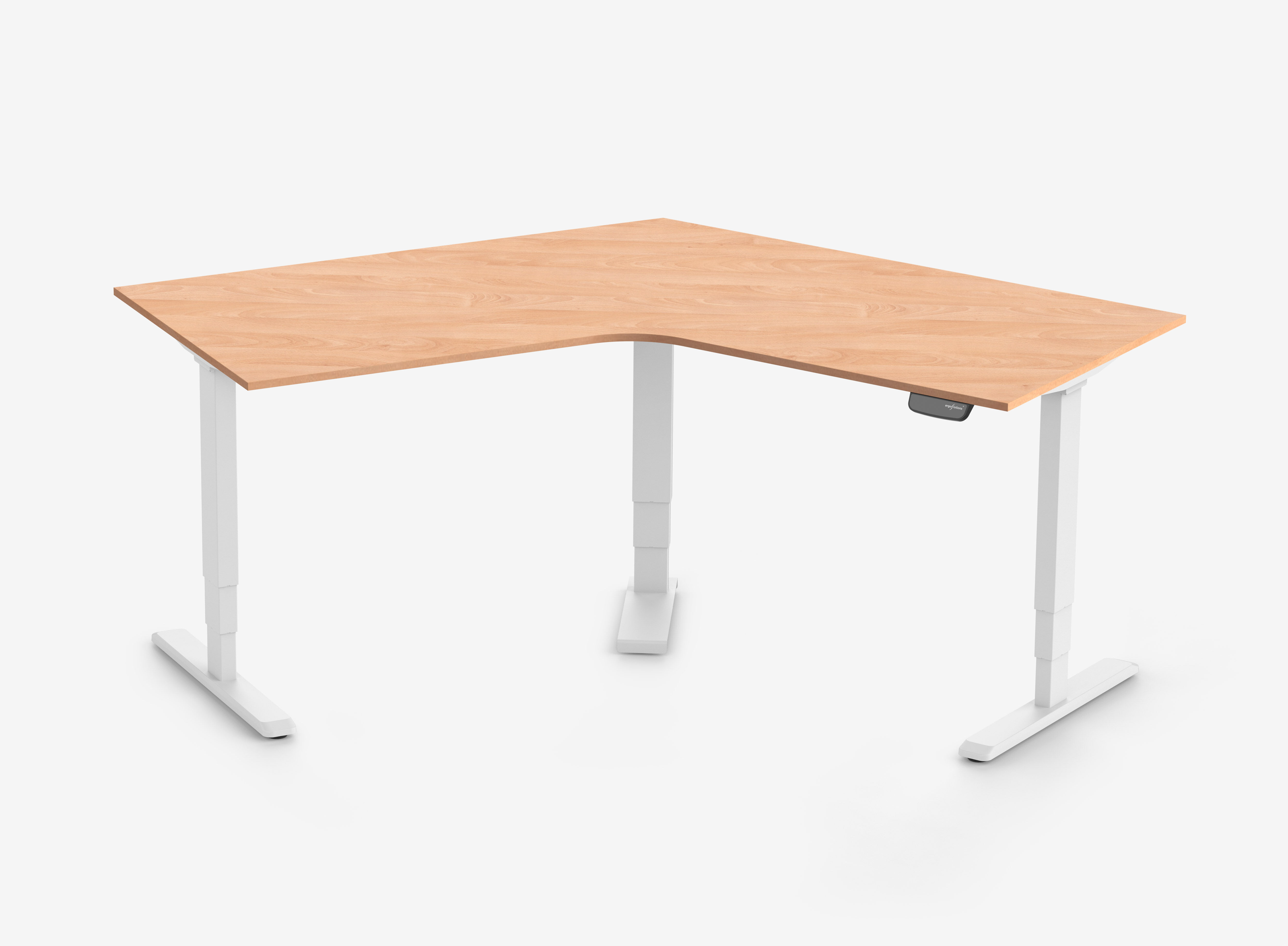 PRIMUS Winkelschreibtisch, Gestell Weiß, Tischplatte  1400 x 800 x 25 mm Buche