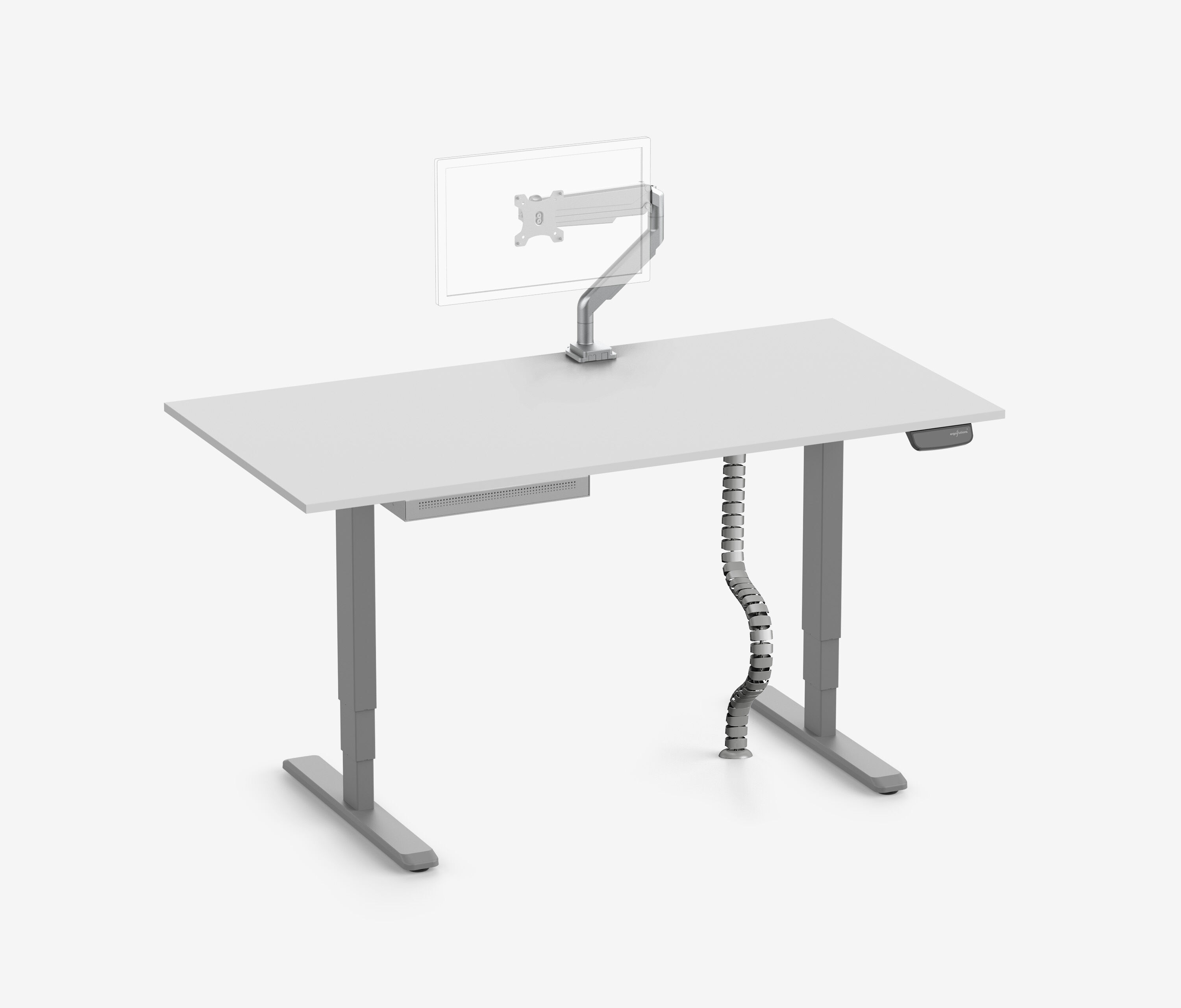 PRIMUS + Slimline Schublade, Kabelschlange & Halter 160x80 Grau Lichtgrau