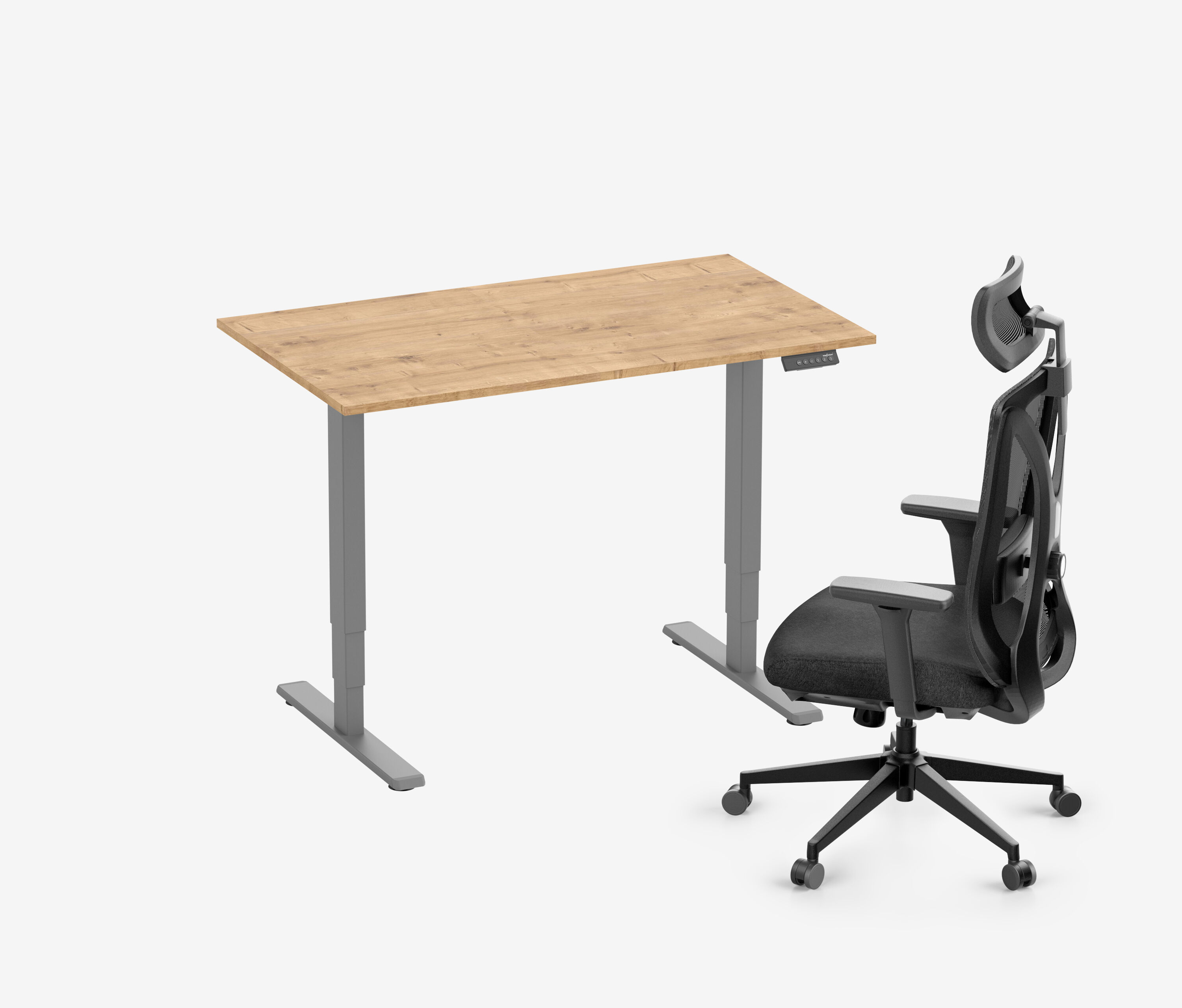 FOKUS Schreibtisch + Stuhl LINO Grau 120 x 70 cm Eiche