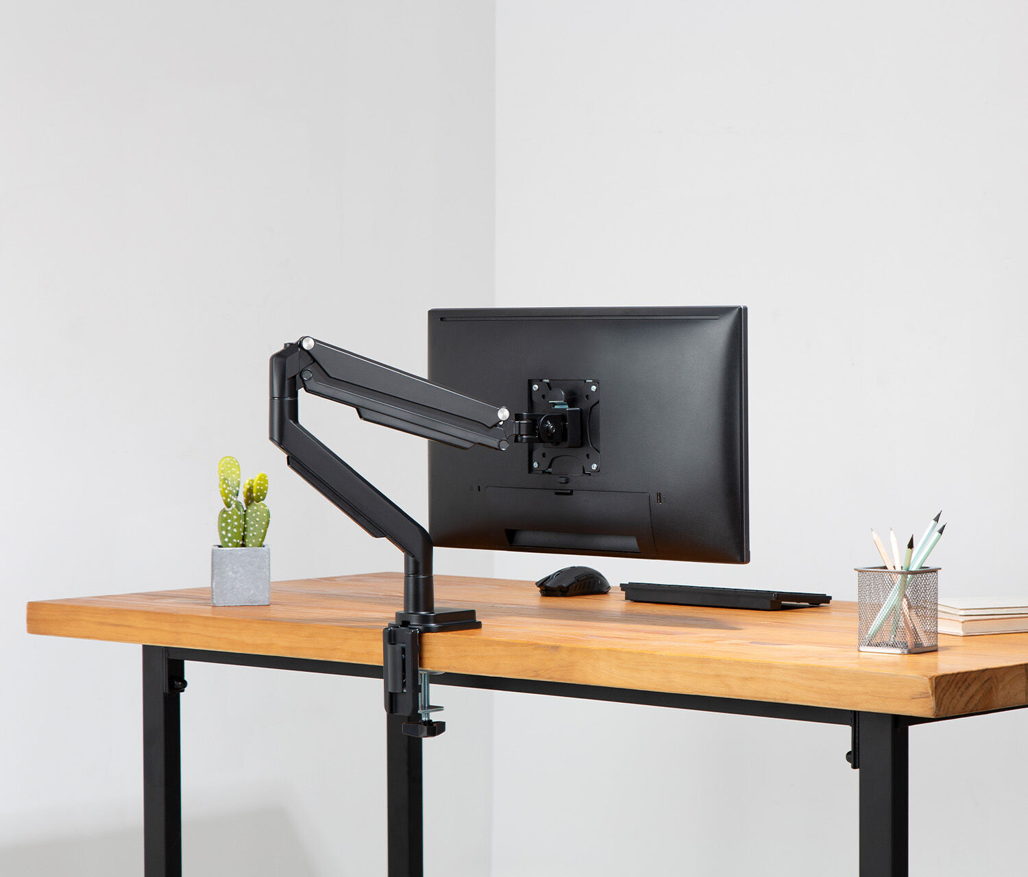 Enkele Gasveer Monitorarm - zwart