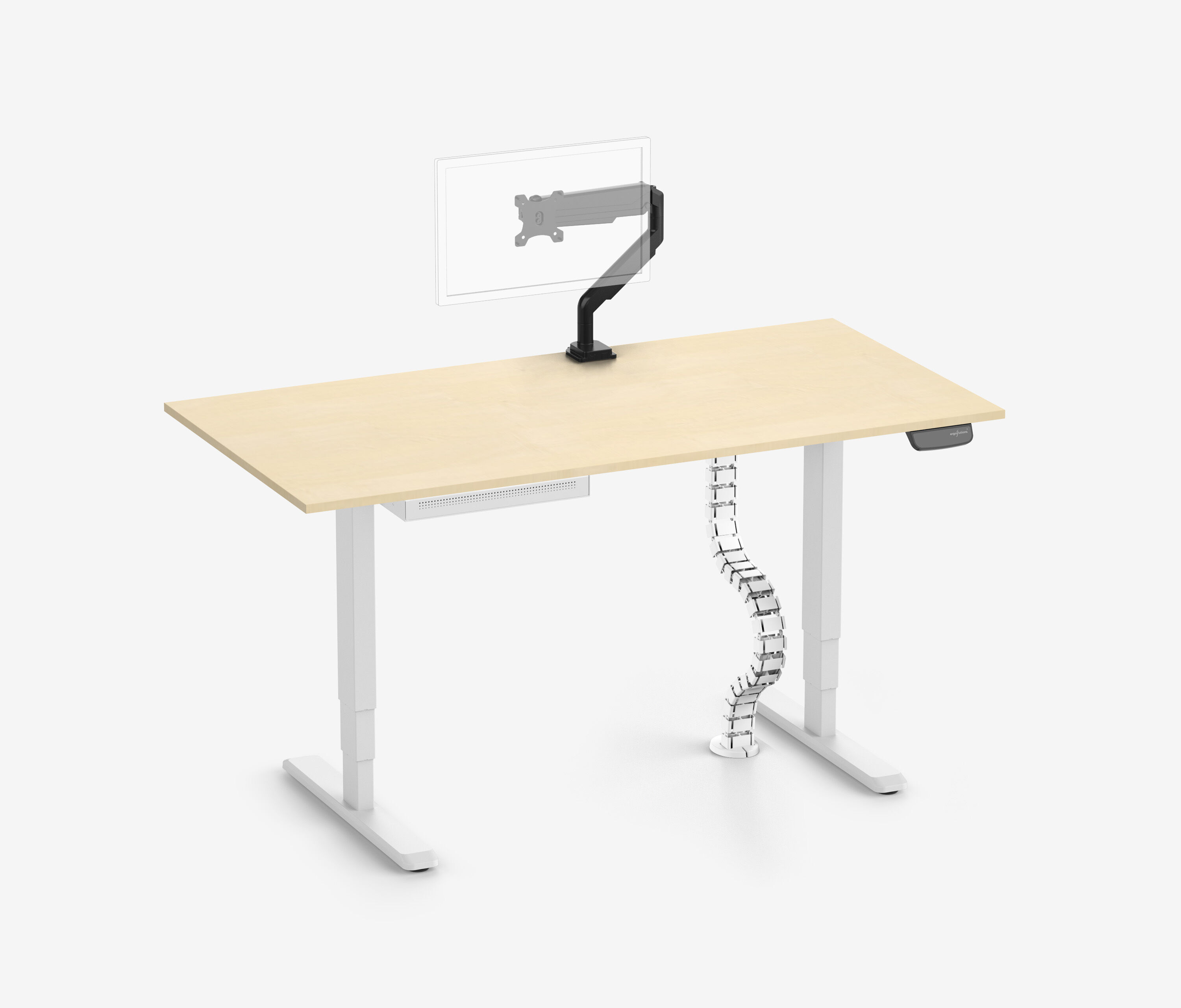 PRIMUS + Slimline Schublade, Kabelschlange & Halter Weiß 160x80 Birke