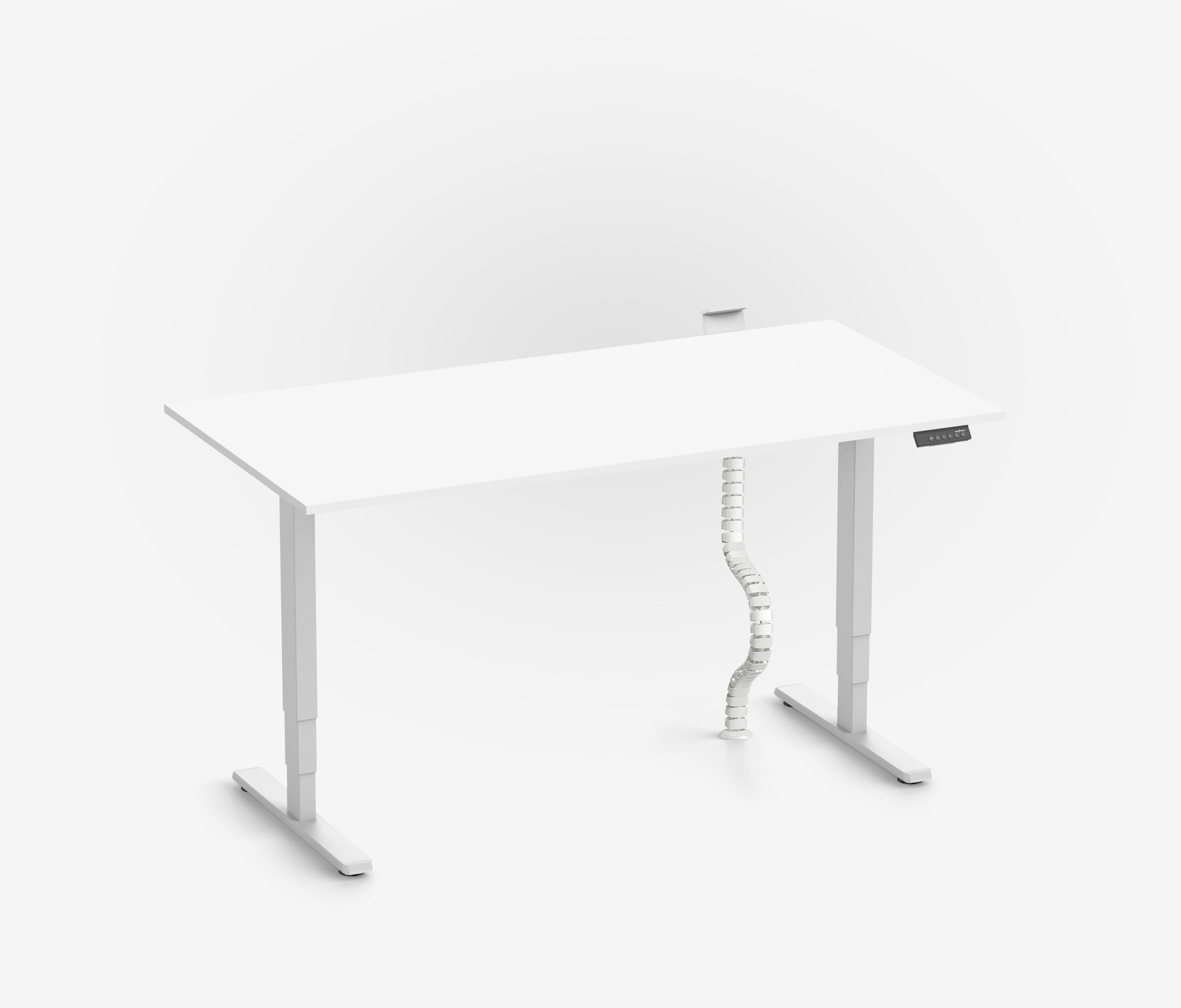 FOKUS Schreibtisch + Steckleistenhalter + Kabelschlange Weiß Weiß 120x70