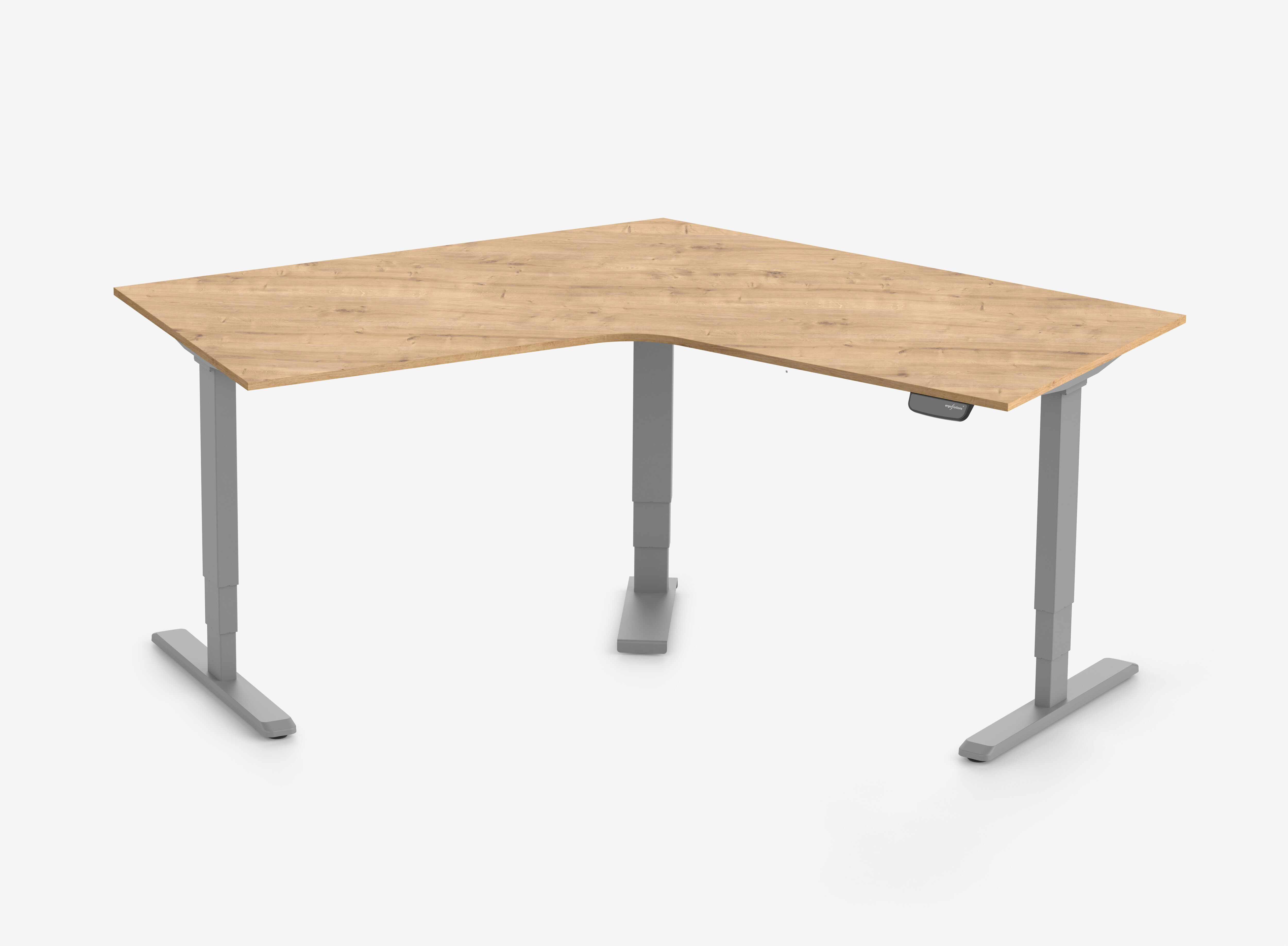PRIMUS Winkelschreibtisch, Gestell Grau, Tischplatte 1400 x 800 x 25 mm Eiche