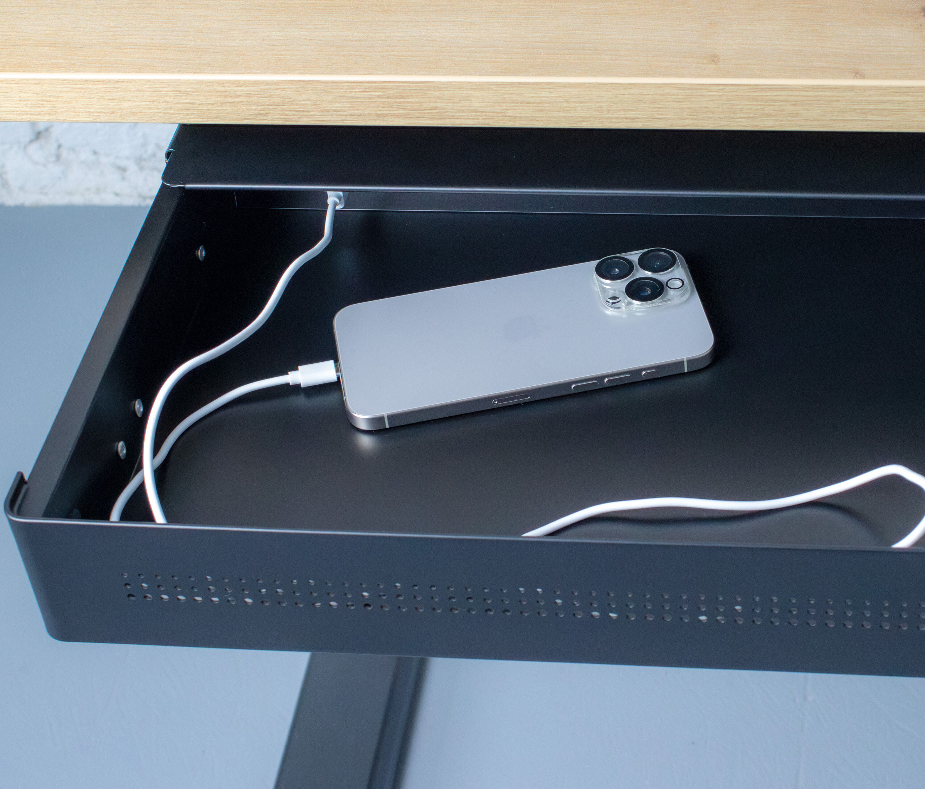 Untertisch Schublade mit USB Lader Weiß