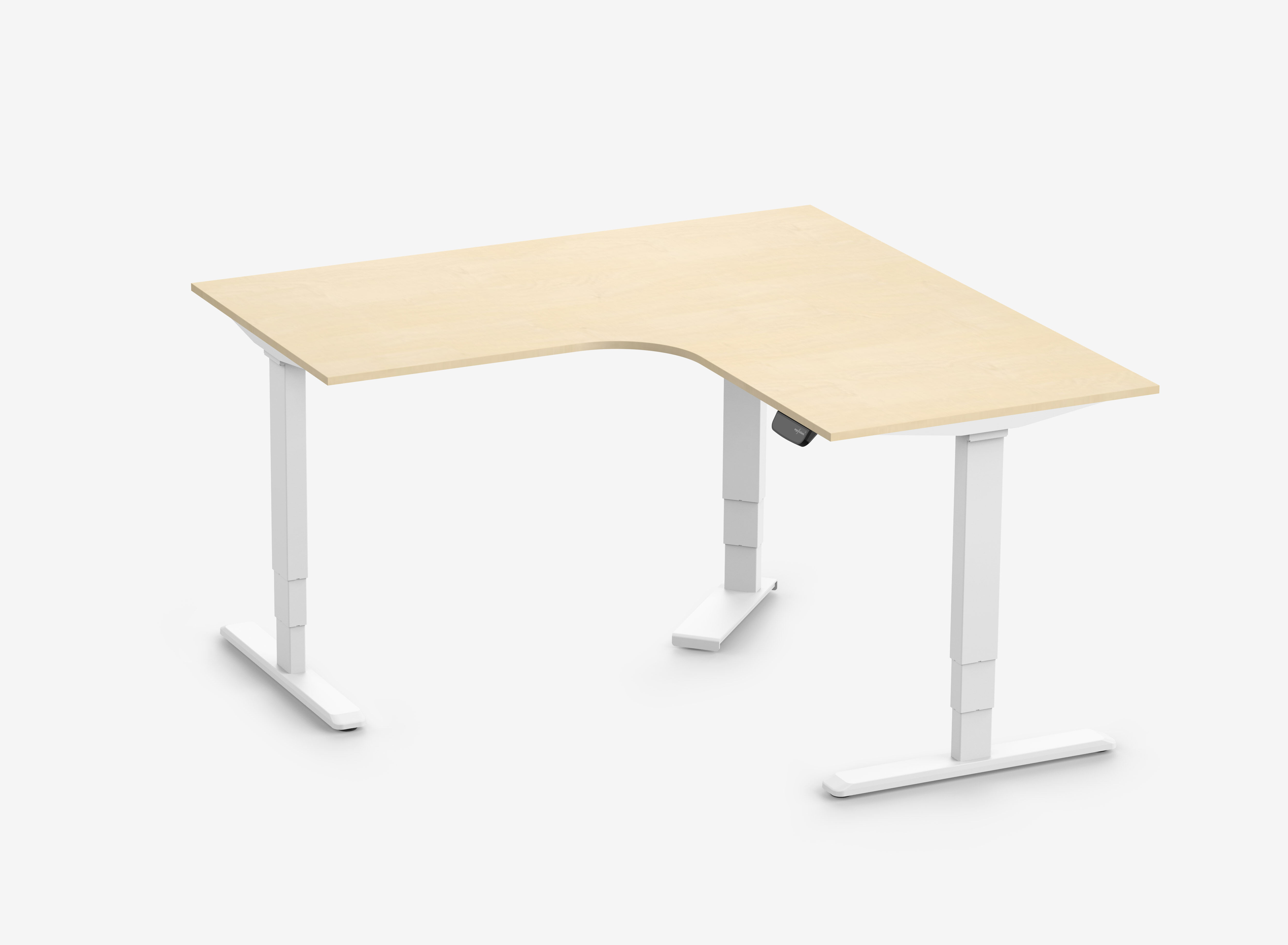 PRIMUS Hoekbureau, frame wit, tafelblad 1600/800 x 1600/800 x 25 mm berkenhout