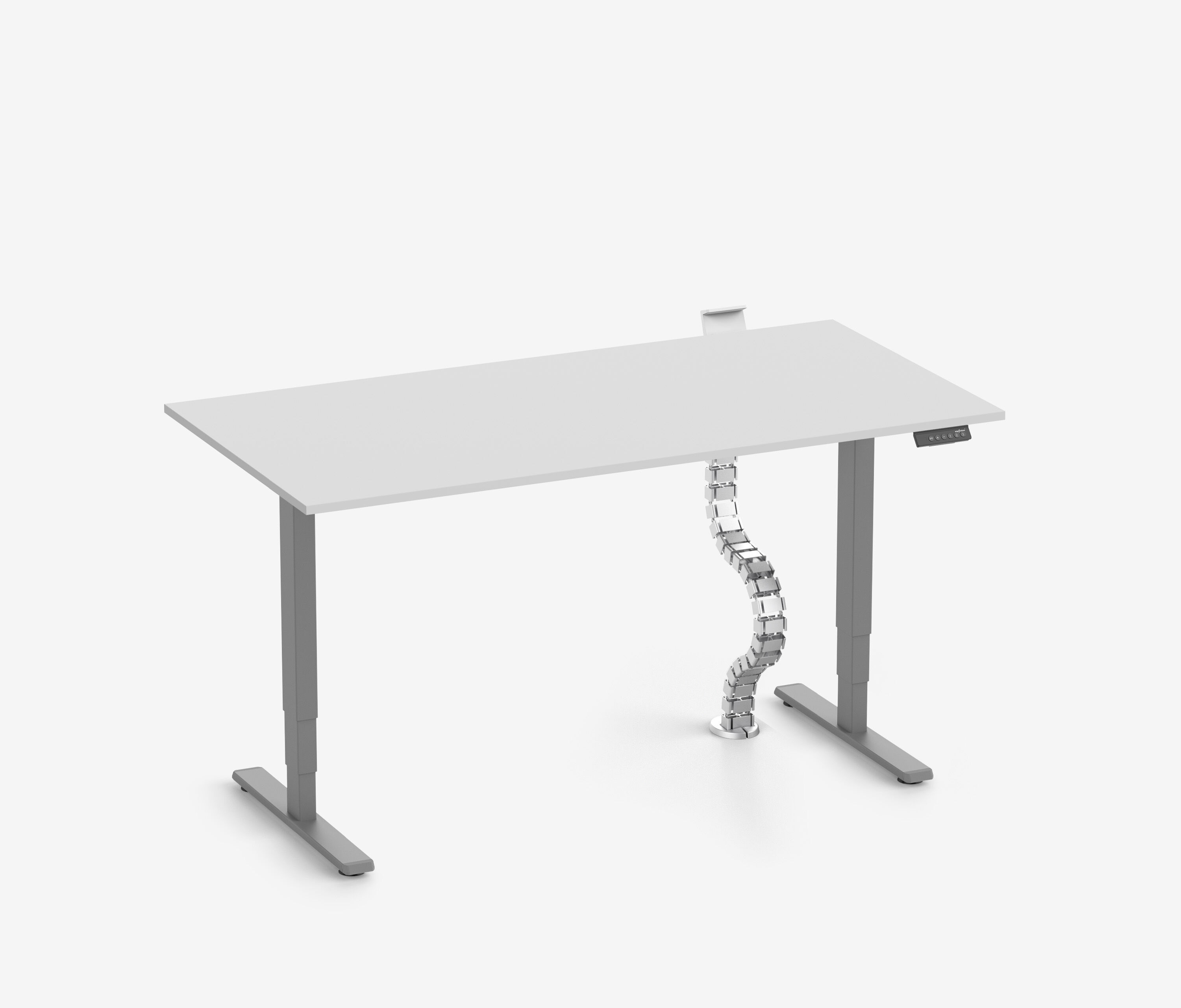 FOKUS Schreibtisch + Steckleistenhalter + Kabelschlange Grau Lichtgrau 120x70