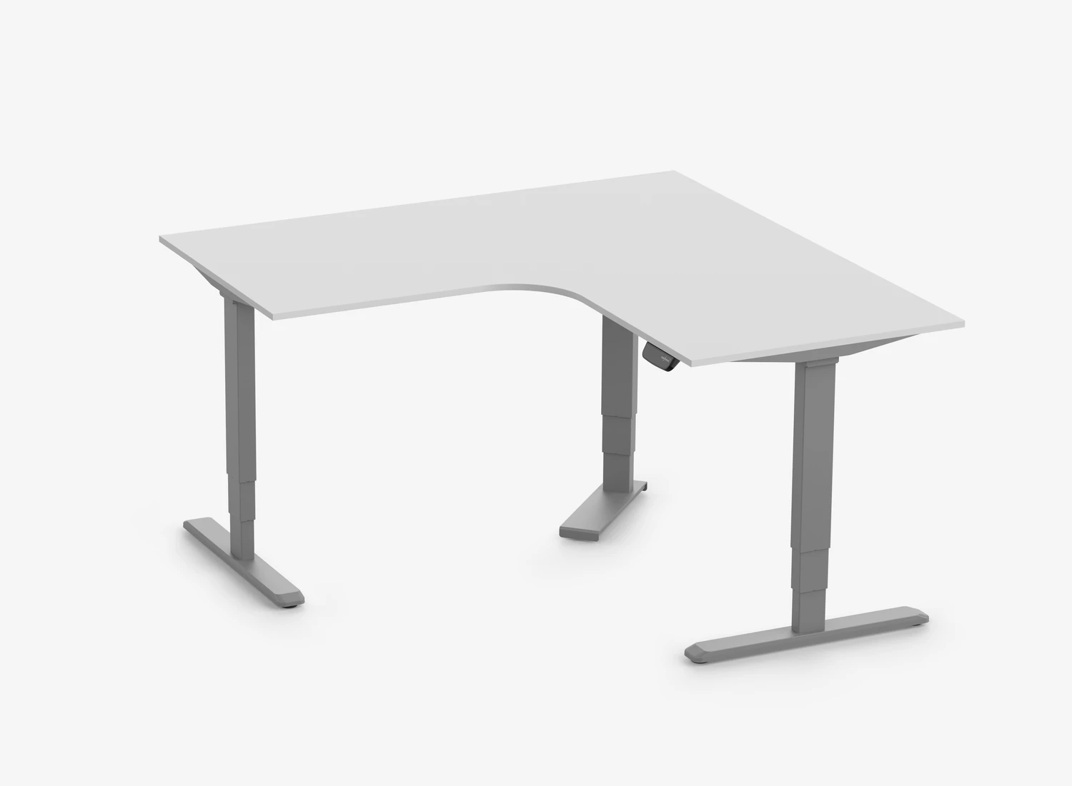 PRIMUS Eckschreibtisch, Gestell Grau, Tischplatte 1600/800 x 1600/800 x 25 mm Lichtgrau