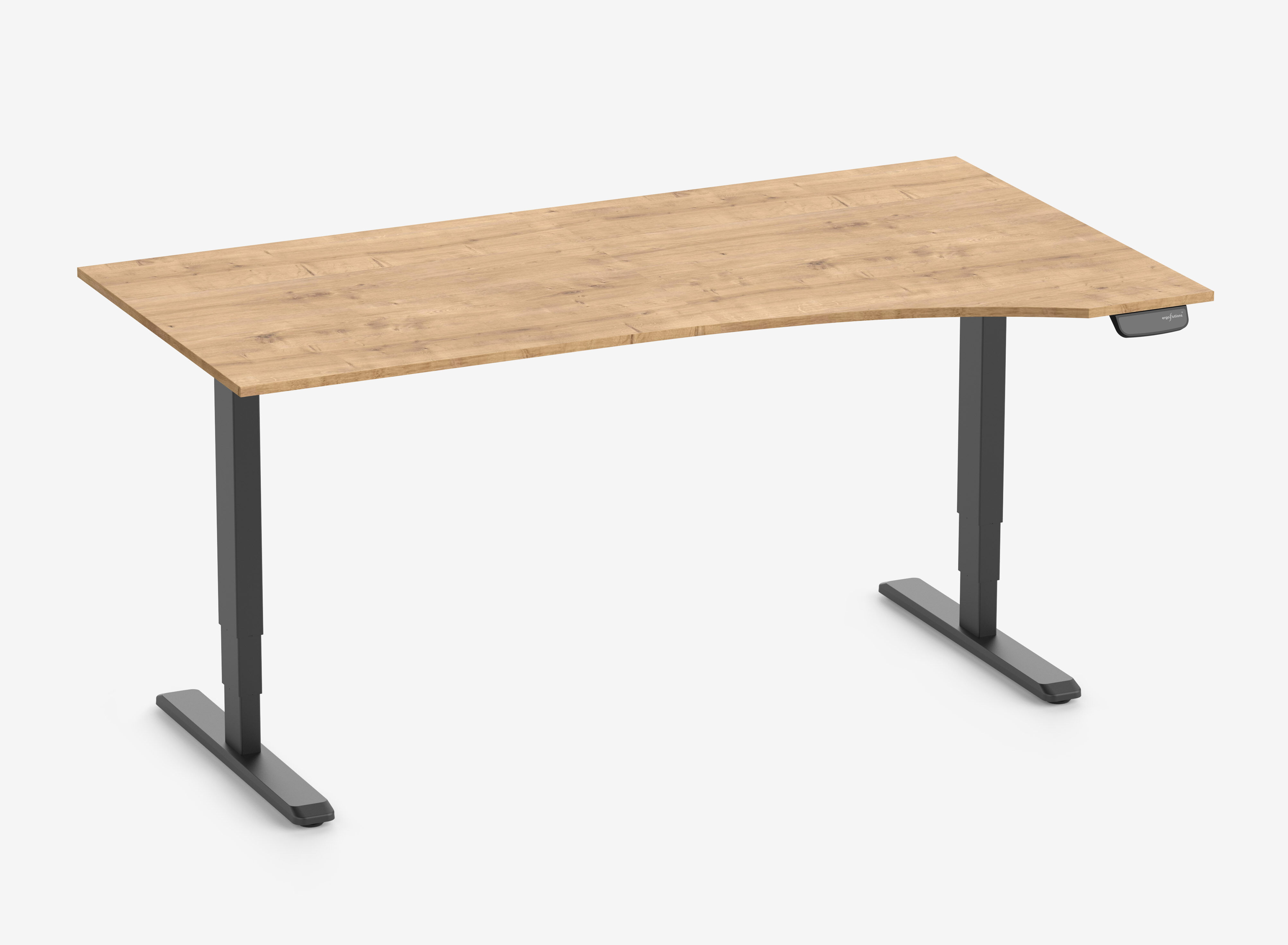PRIMUS Freiformschreibtisch, Gestell Schwarz, Tischplatte 1800 x 800/1000 x 25 mm Eiche, Ausführung Rechts