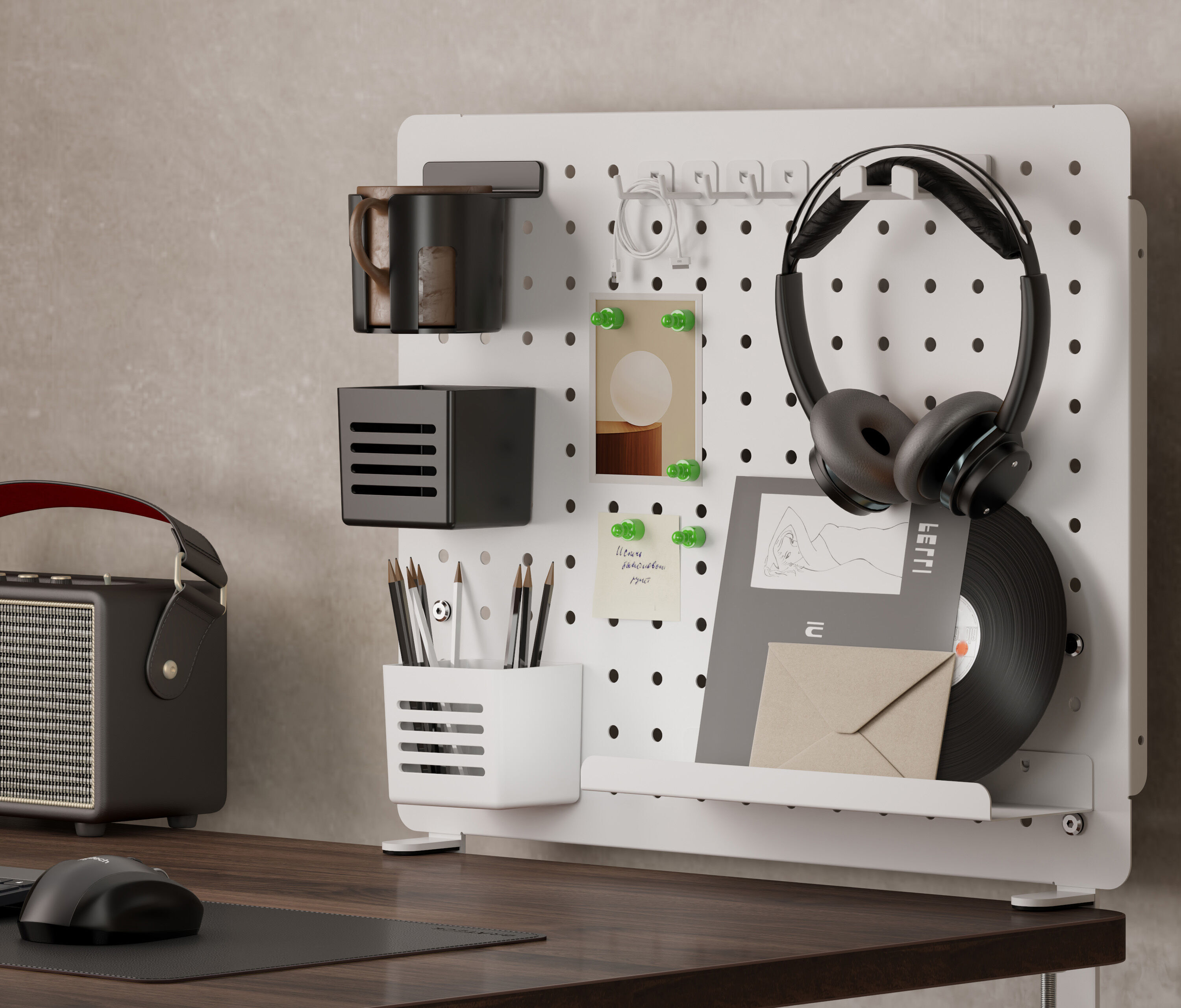 Schreibtisch Organizer Board Schwarz