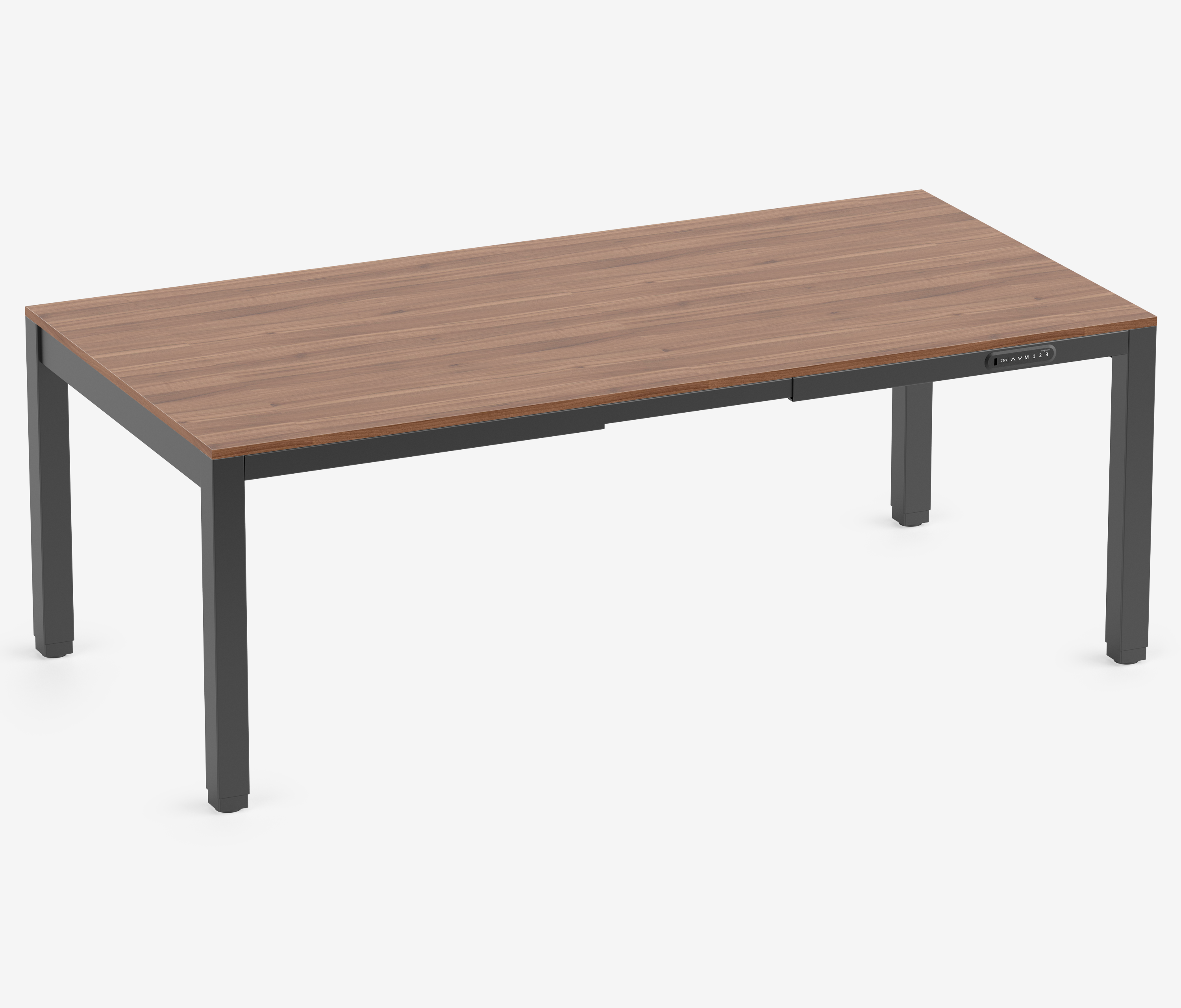 PRIMUS 4-Bein Schreibtisch Schwarz Nussbaum 2000 x 1000 x 25 mm