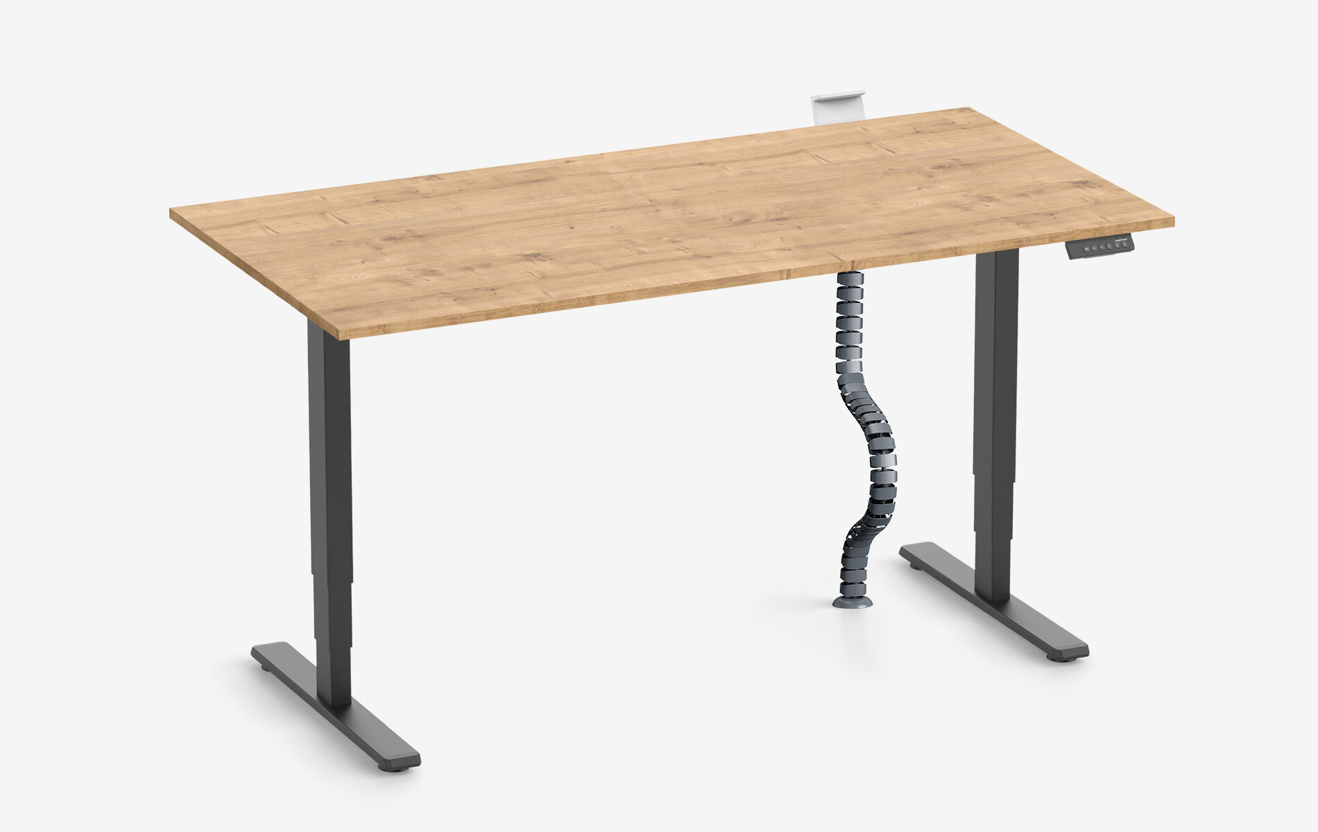 FOKUS Schreibtisch + Steckleistenhalter + Kabelschlange