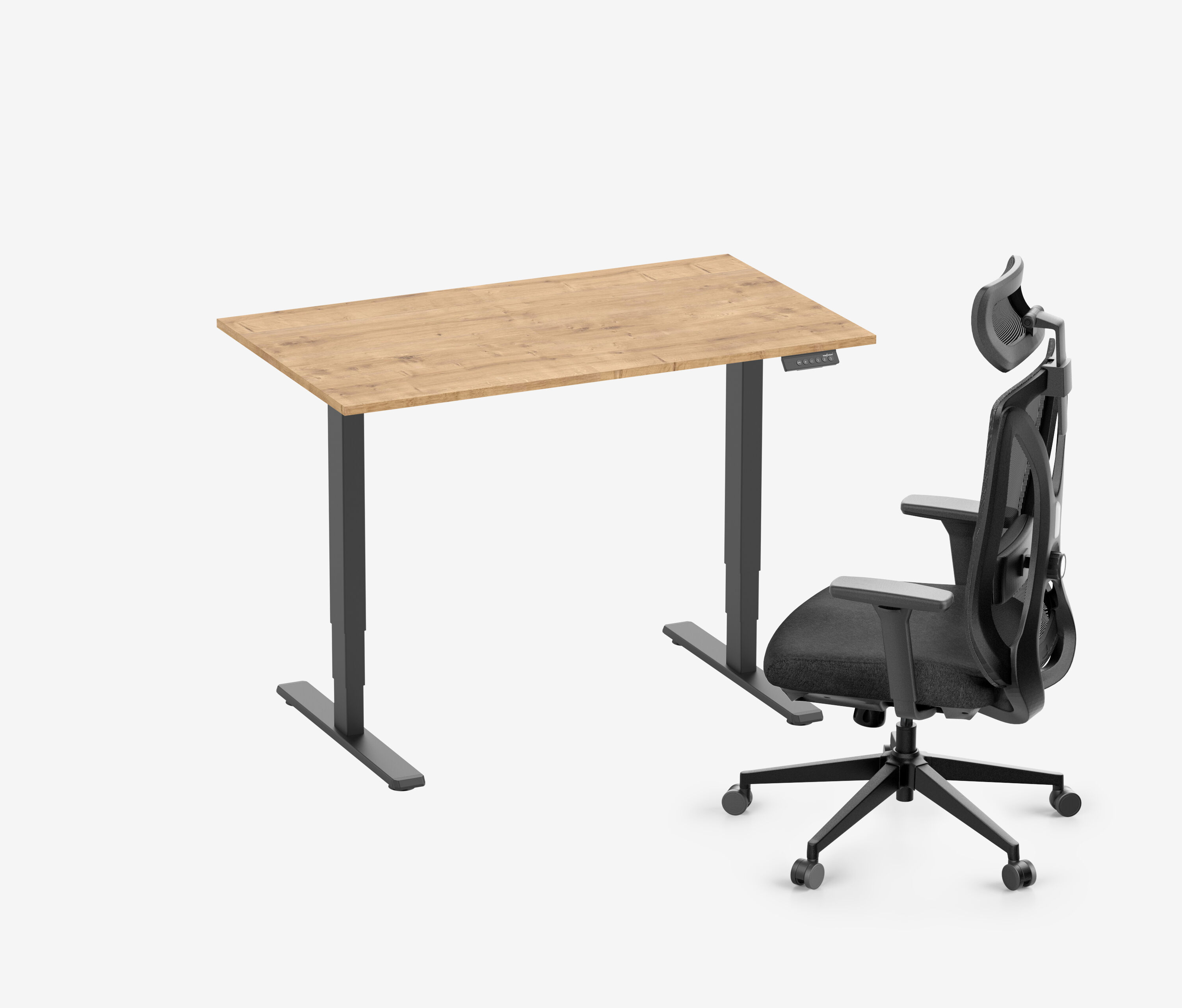 FOKUS Schreibtisch + Stuhl LINO Schwarz 120 x 70 cm Eiche