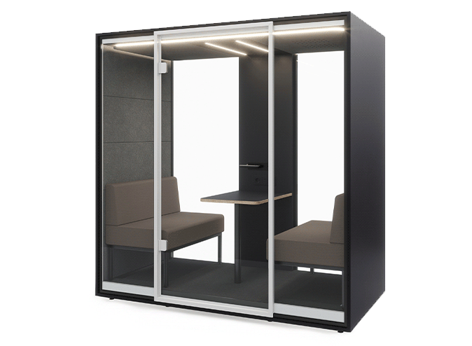  <h2 class="text--title"> INDIVIDUEEL CONFIGURIEREN </h2> <h3>Aanpasbaar aan de buiten- en binnenkant</h3> <div class="text--description"> Dankzij een groot aantal configuratiemogelijkheden kunnen de cabines perfect aan uw wensen worden aangepast. Kies de buitenkleur in wit of antraciet en ontwerp de binnenbekleding in akoestisch vilt in koffie, lichtgrijs of grijs. Het achterpaneel kan worden uitgevoerd worden als gesloten versie of van glas. In de Team-vergaderboxen kunnen de middenconsole in wit of antraciet en de stoelbekledingen in koffie, lichtgrijs of grijs afzonderlijk worden geselecteerd. Dit creëert een uitnodigende sfeer die harmonieus integreert in uw gebouw.. </div> 