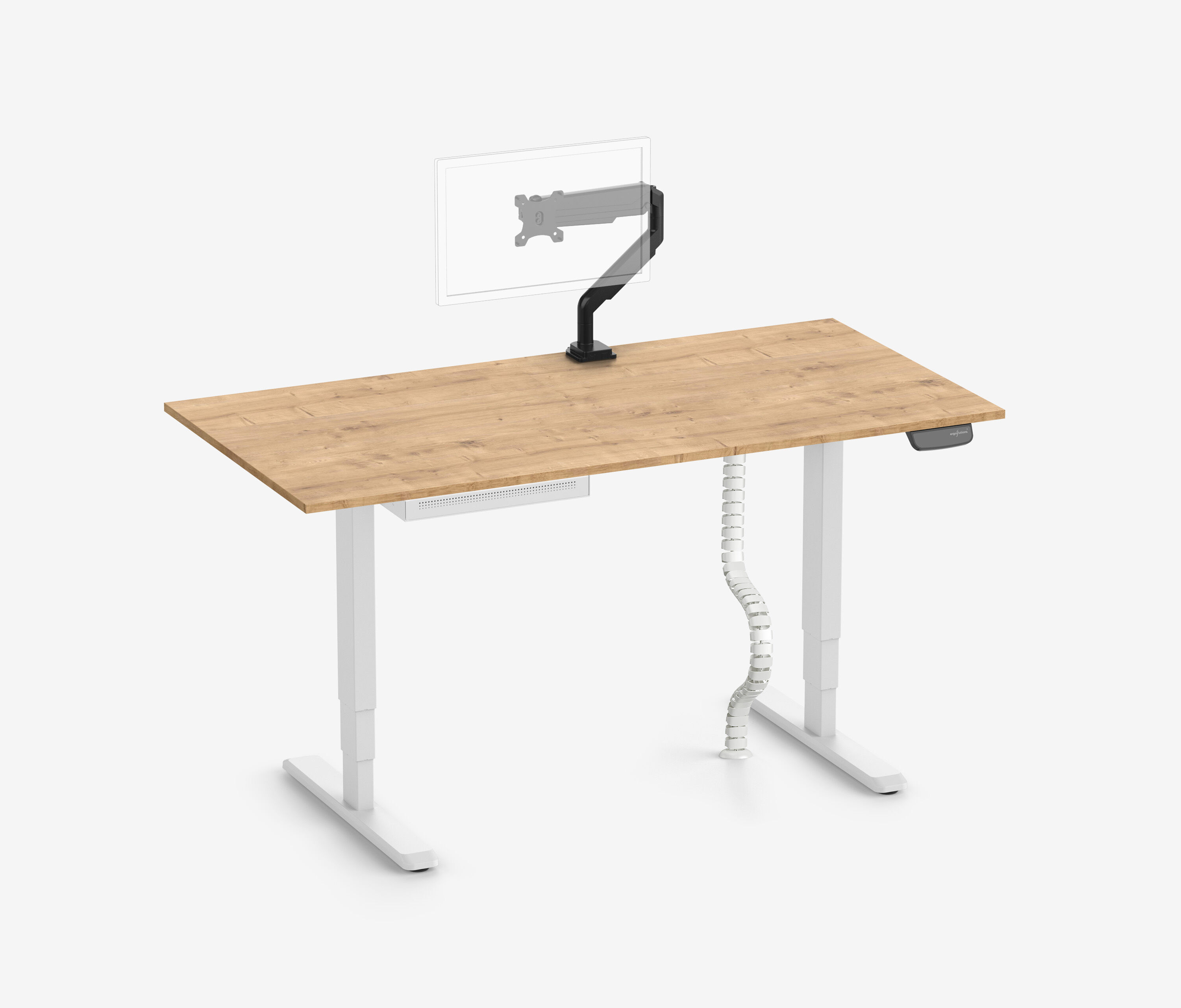PRIMUS + Slimline Schublade, Kabelschlange & Halter Weiß 160x80 Eiche